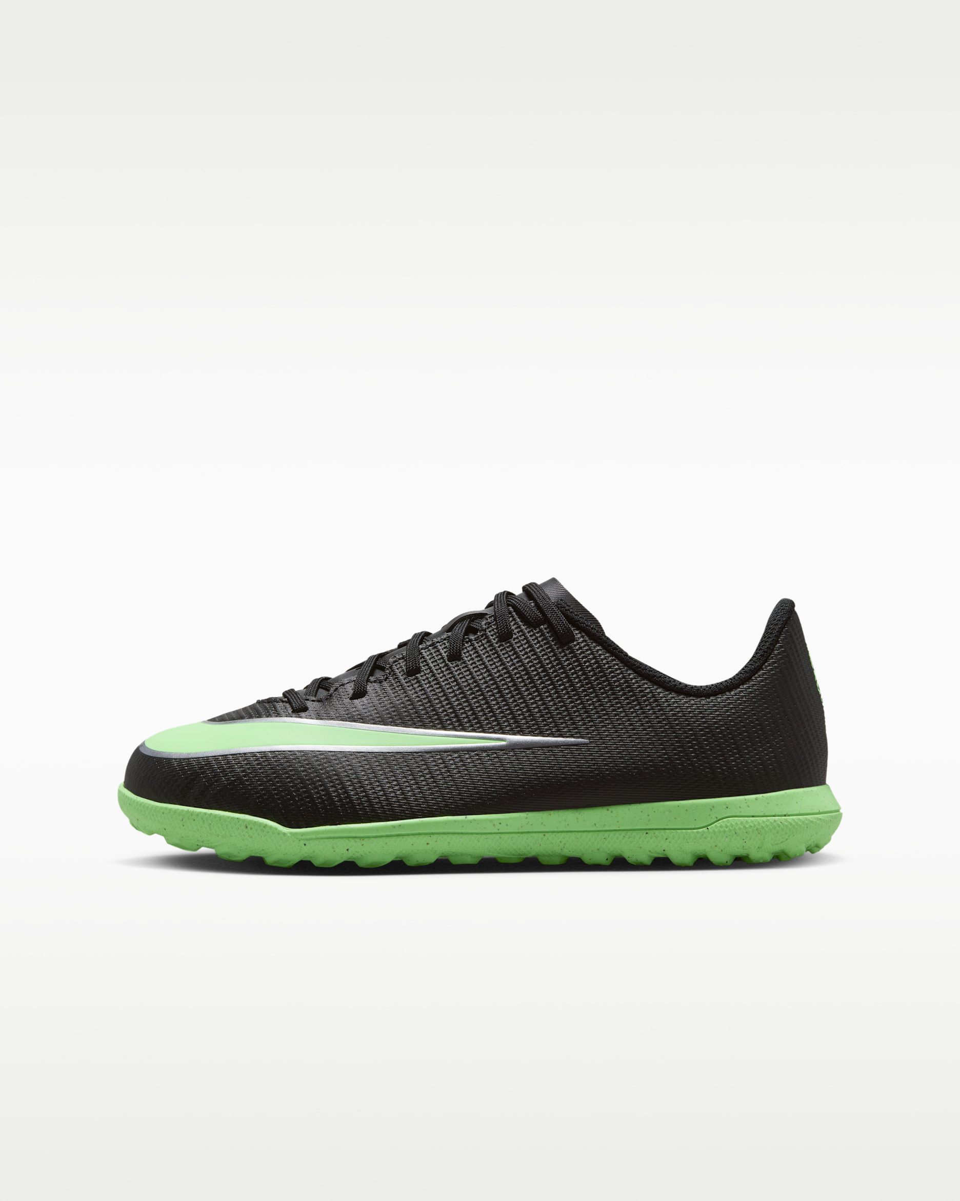 Nike Jr. Mercurial Vapor 17 Club Big Kids' Turf Low-Top Soccer Shoes - Black/Black/Illusion Green