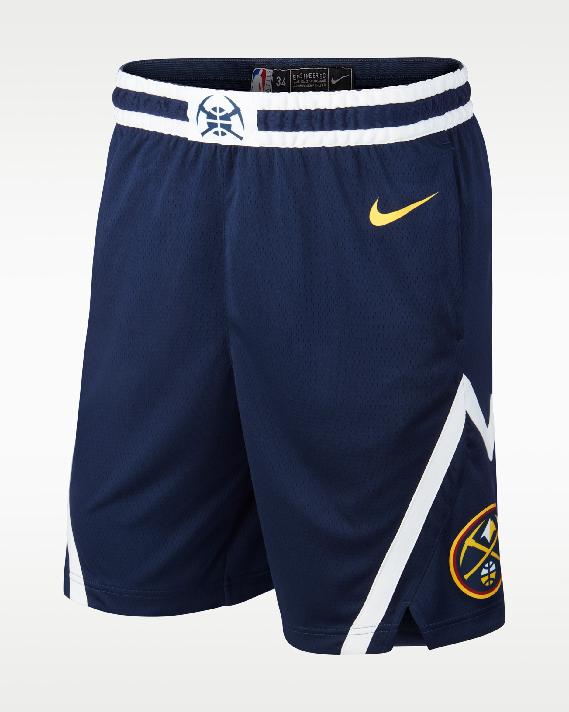 Shorts Nike NBA Swingman para hombre Denver Nuggets Icon Edition - Azul marino universitario/Blanco/Blanco