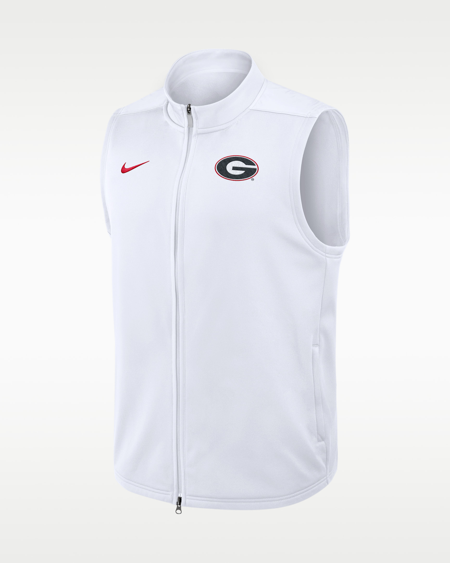 Chaleco universitario Nike Therma-FIT de cierre completo para hombre Georgia Primetime Victory - Blanco