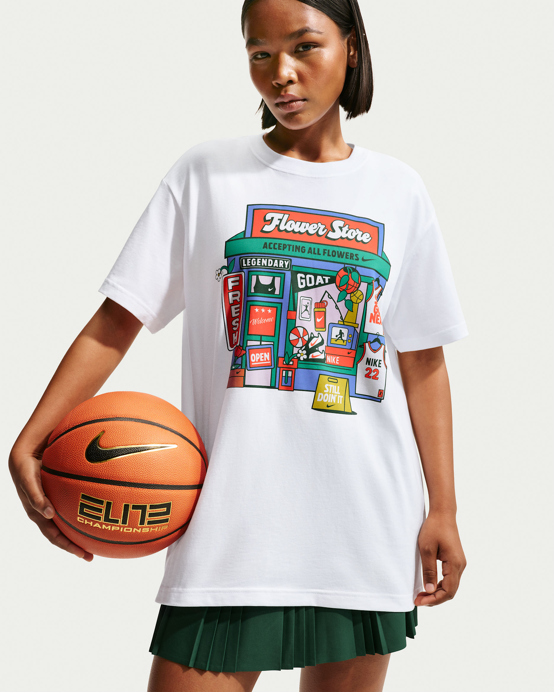 T-shirt Nike oversize à motif pour femme - Blanc