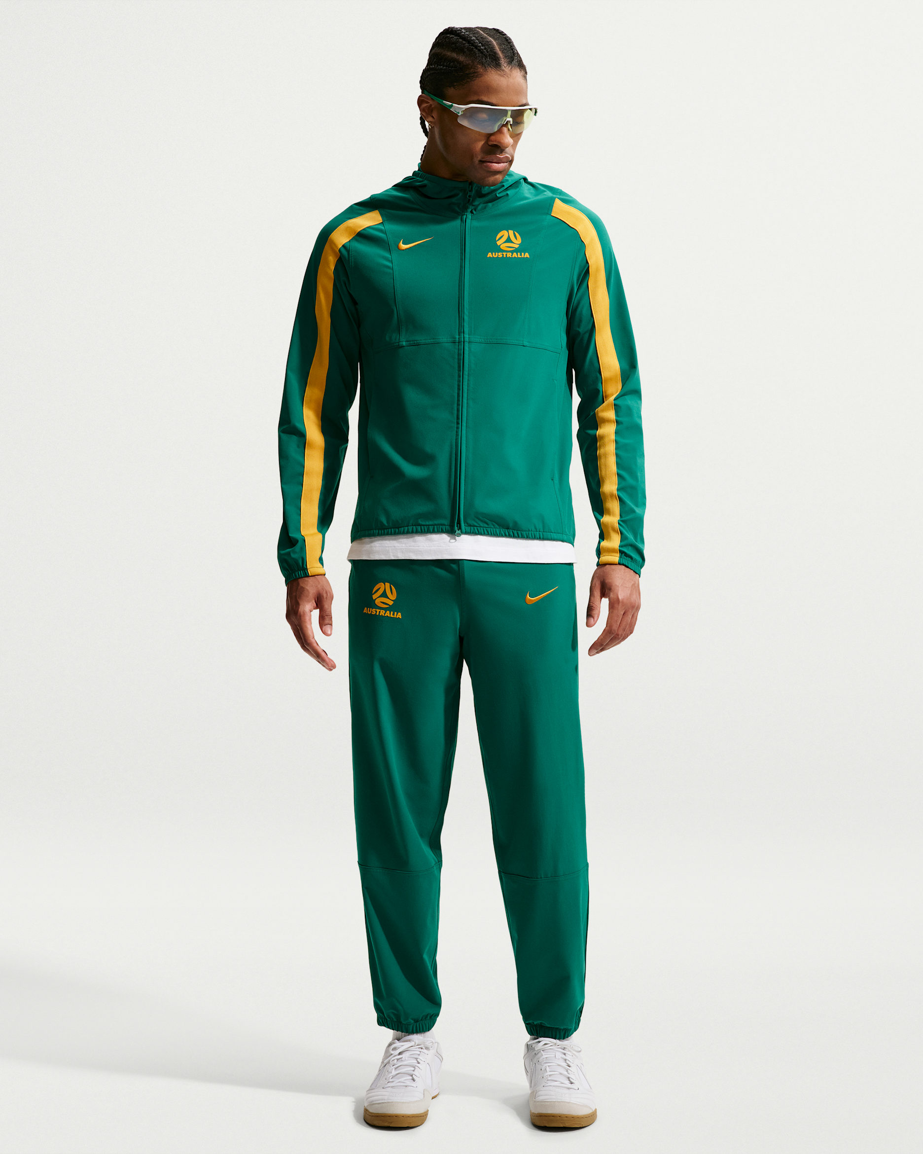 Australia Energy Men's Nike Dri-FIT Soccer Woven Pants - Mystic Green/Sport Gold