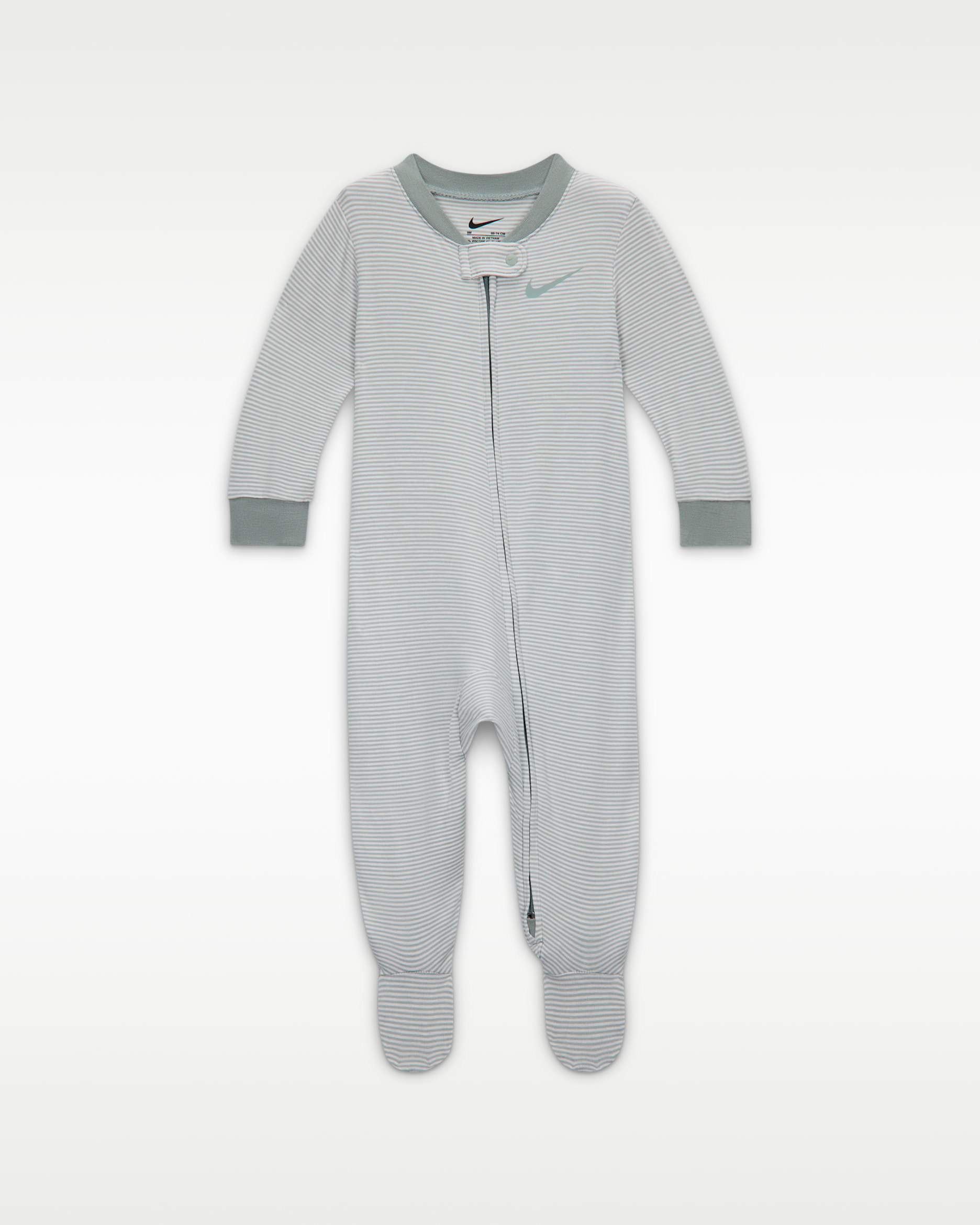 Nike Baby Striped Footed Coverall - Mica Green