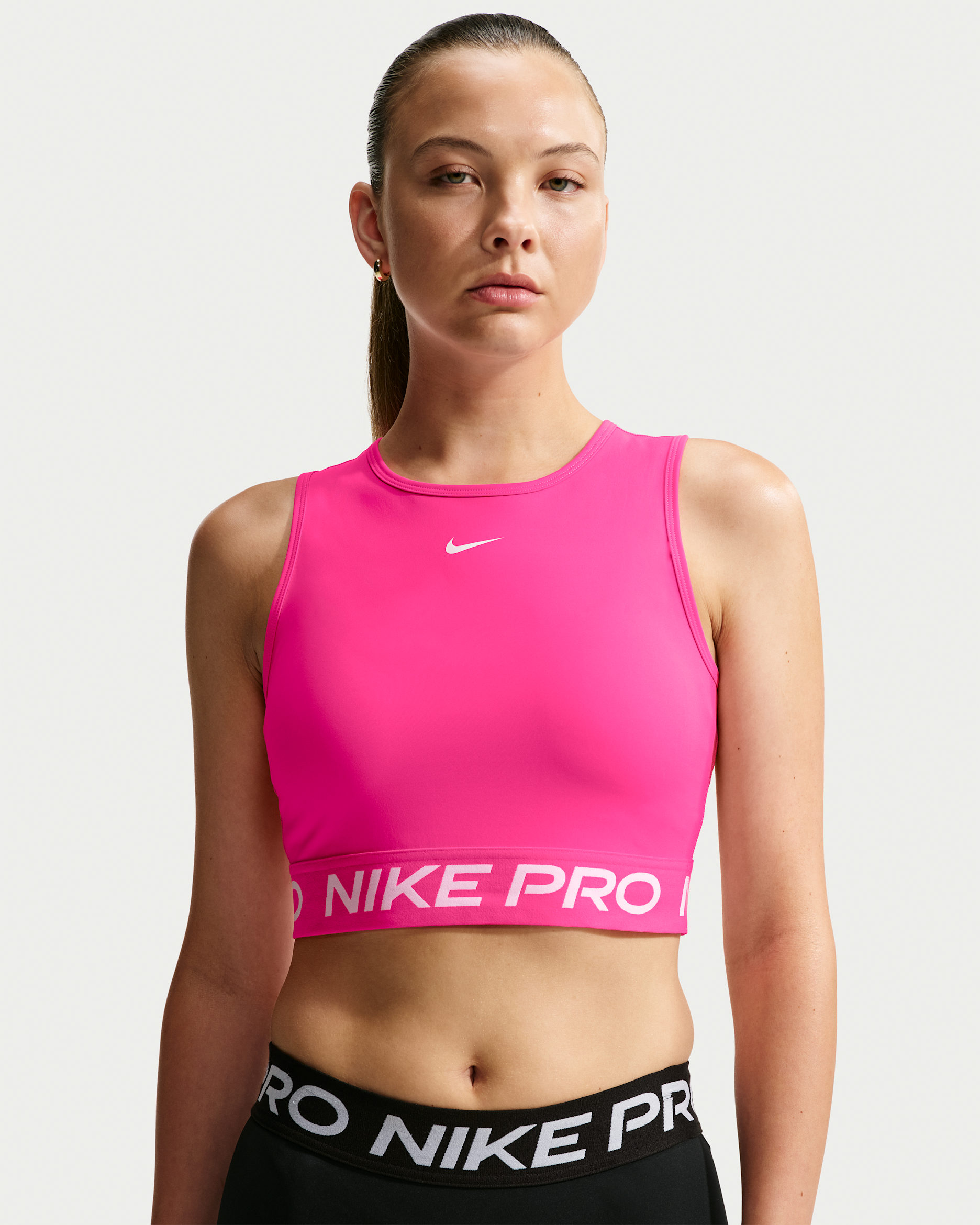 Nike Pro Women's Dri-FIT Cropped Tank Top - Hyper Pink/White