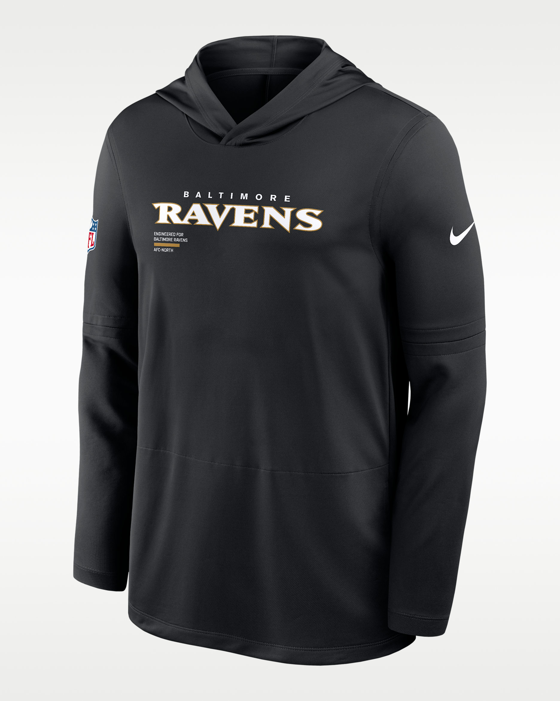 Baltimore Ravens Pure Fury Sideline Men's Nike Dri-FIT NFL Long-Sleeve Hooded Top - Black