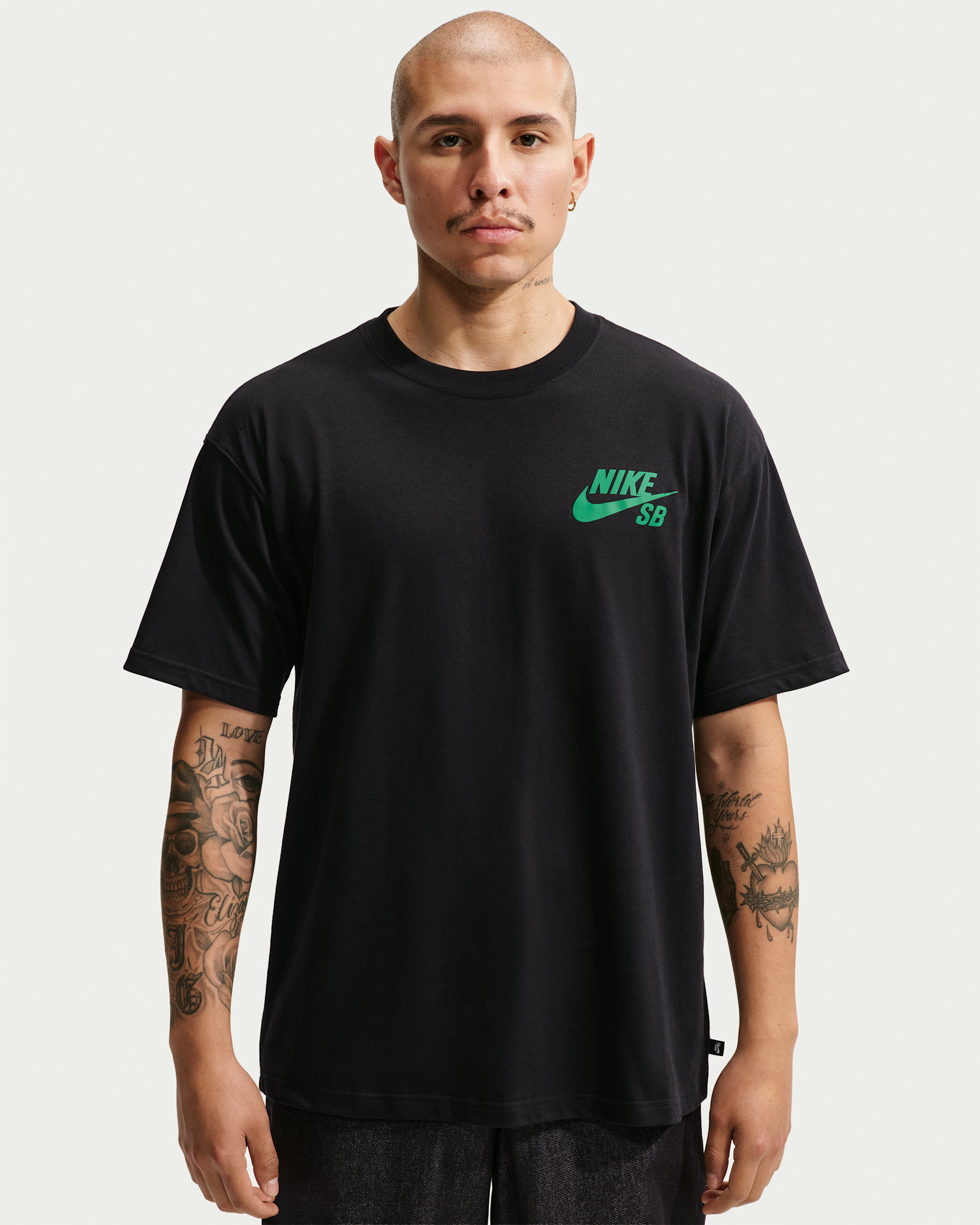 Nike SB Logo Skate T-Shirt - Black/Court Green