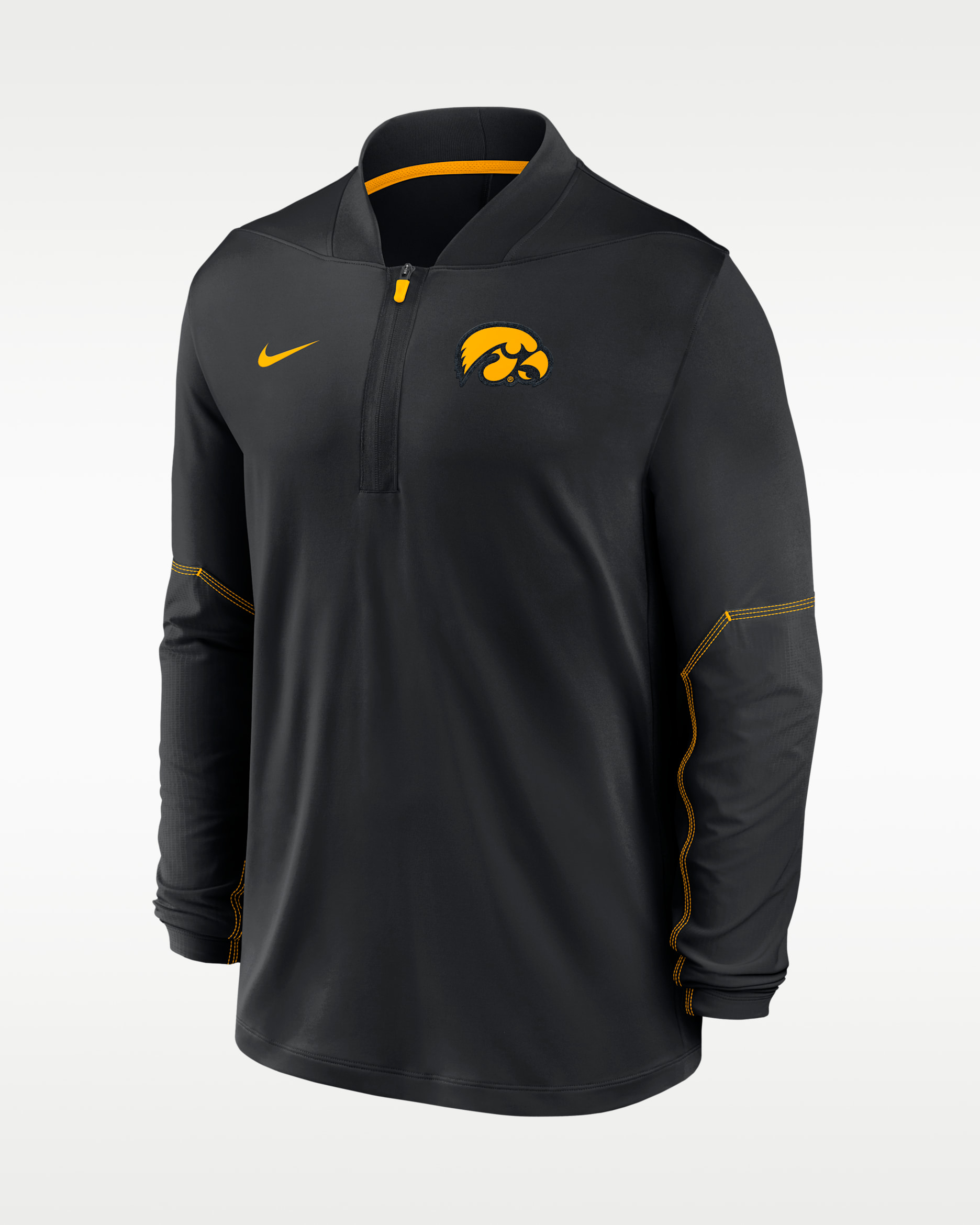 Iowa Sideline Men's Nike Dri-FIT College 1/2-Zip Top - Black/University Gold