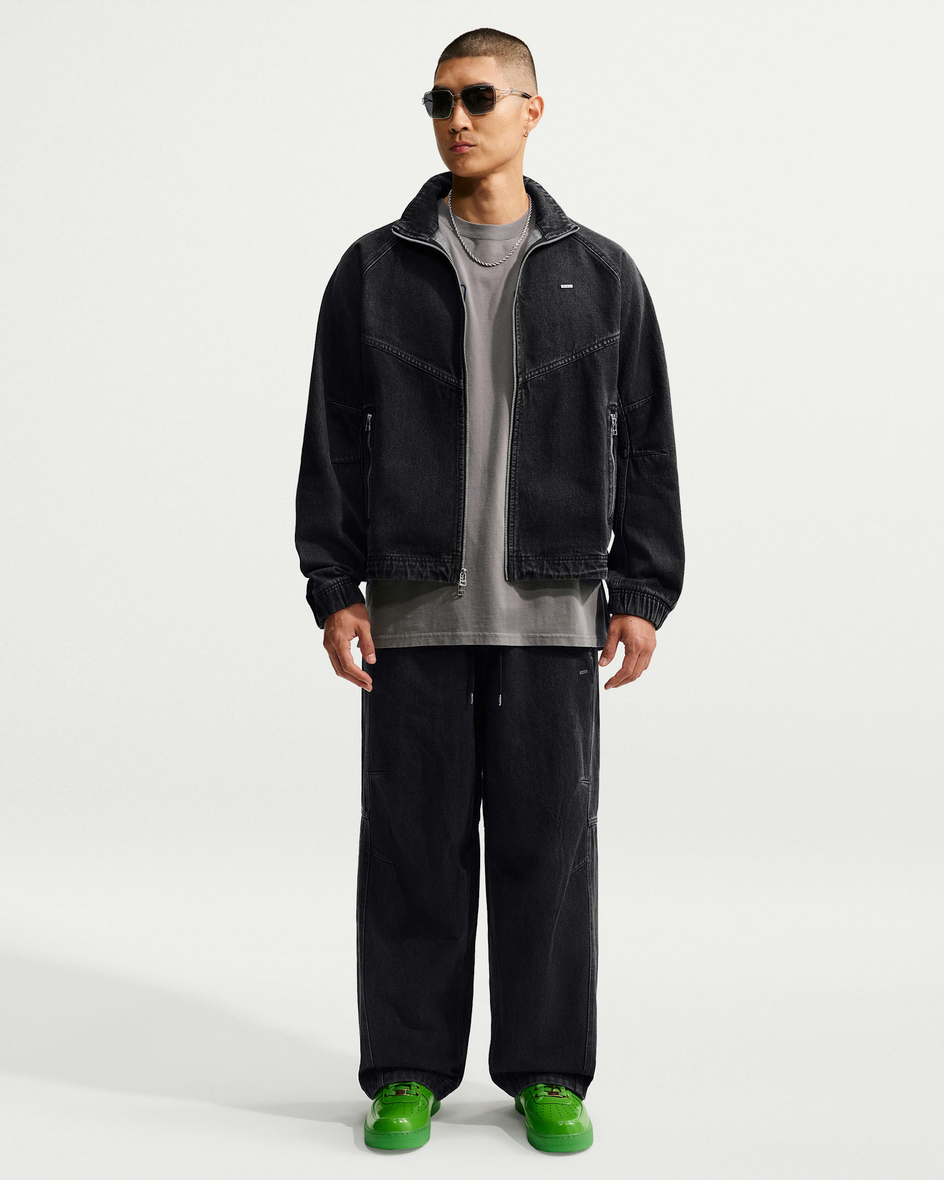 Nike Sportswear Men's Denim Tracksuit Bottoms - Black/Ice Silver