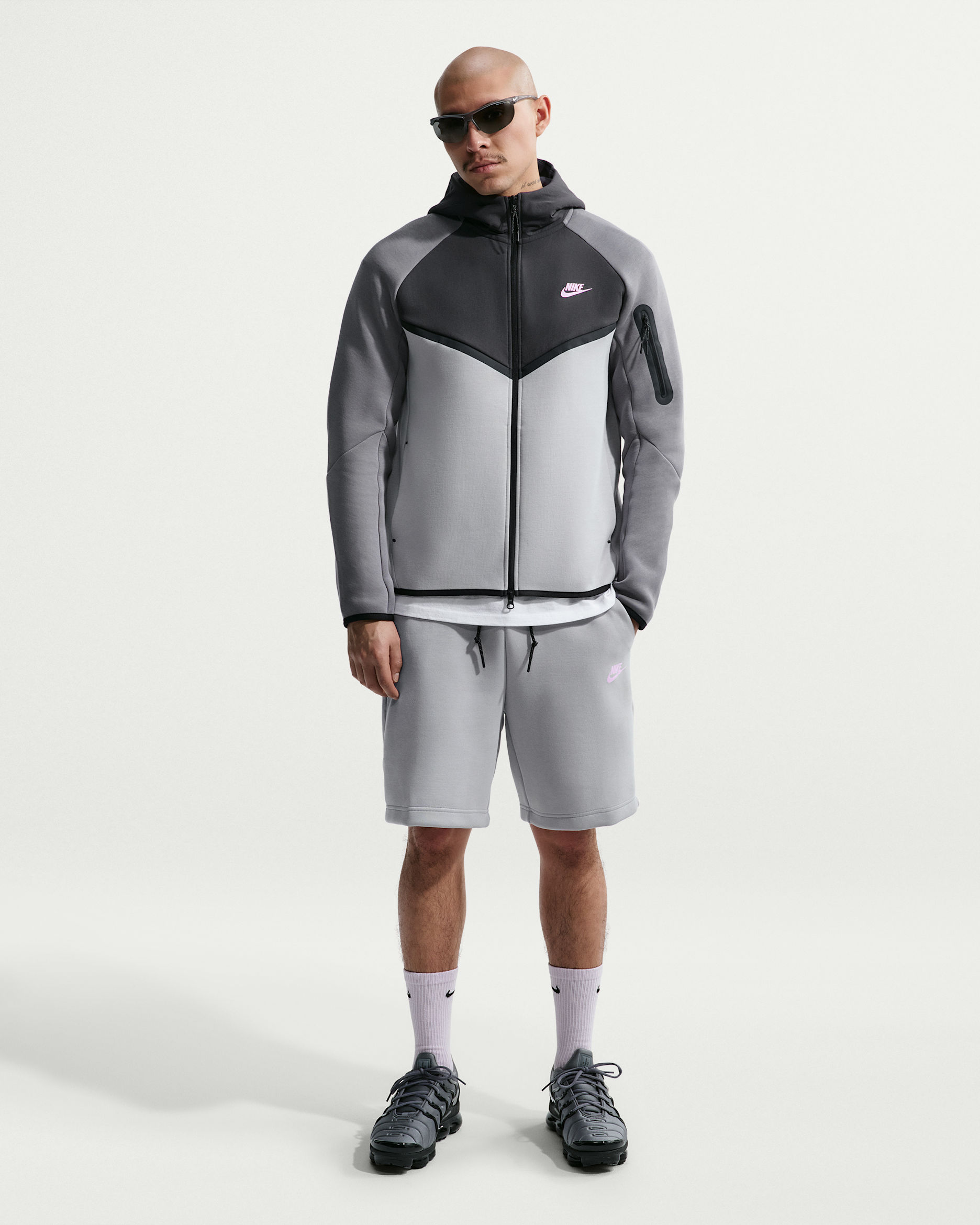 Shorts in fleece Nike Tech – Uomo - Light Smoke Grey/Pink Foam