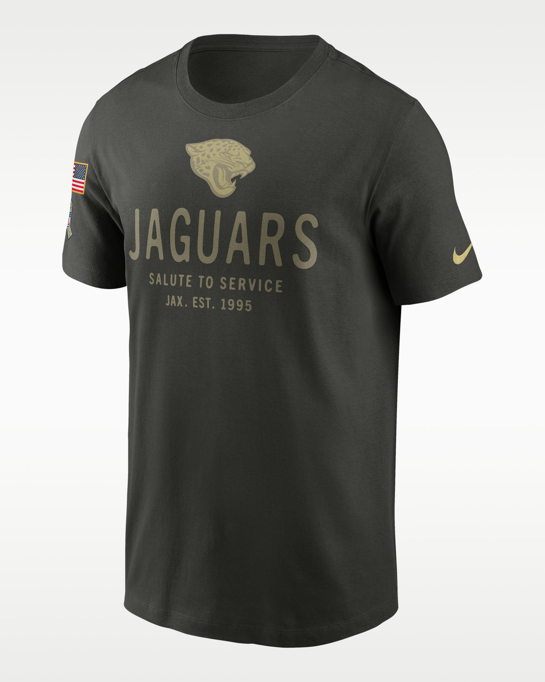 Jacksonville Jaguars Salute to Service Sideline Primary Edge Men's Nike Dri-FIT NFL T-Shirt - Forest Green