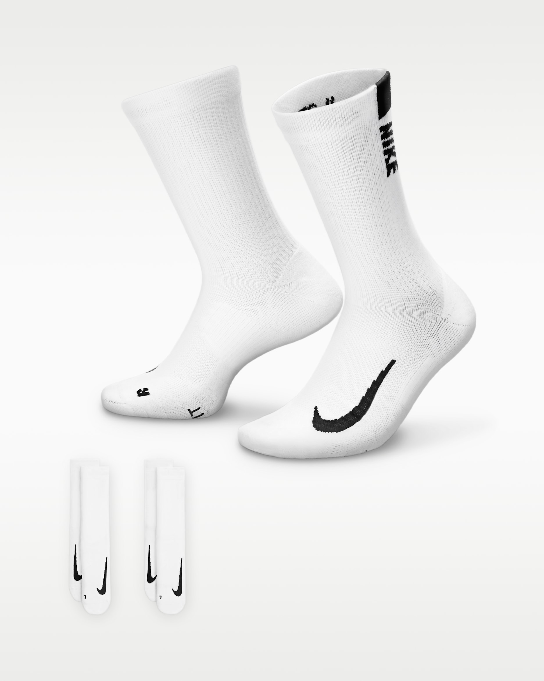 Nike Multiplier Crew Socks (2 Pairs) - White/Black