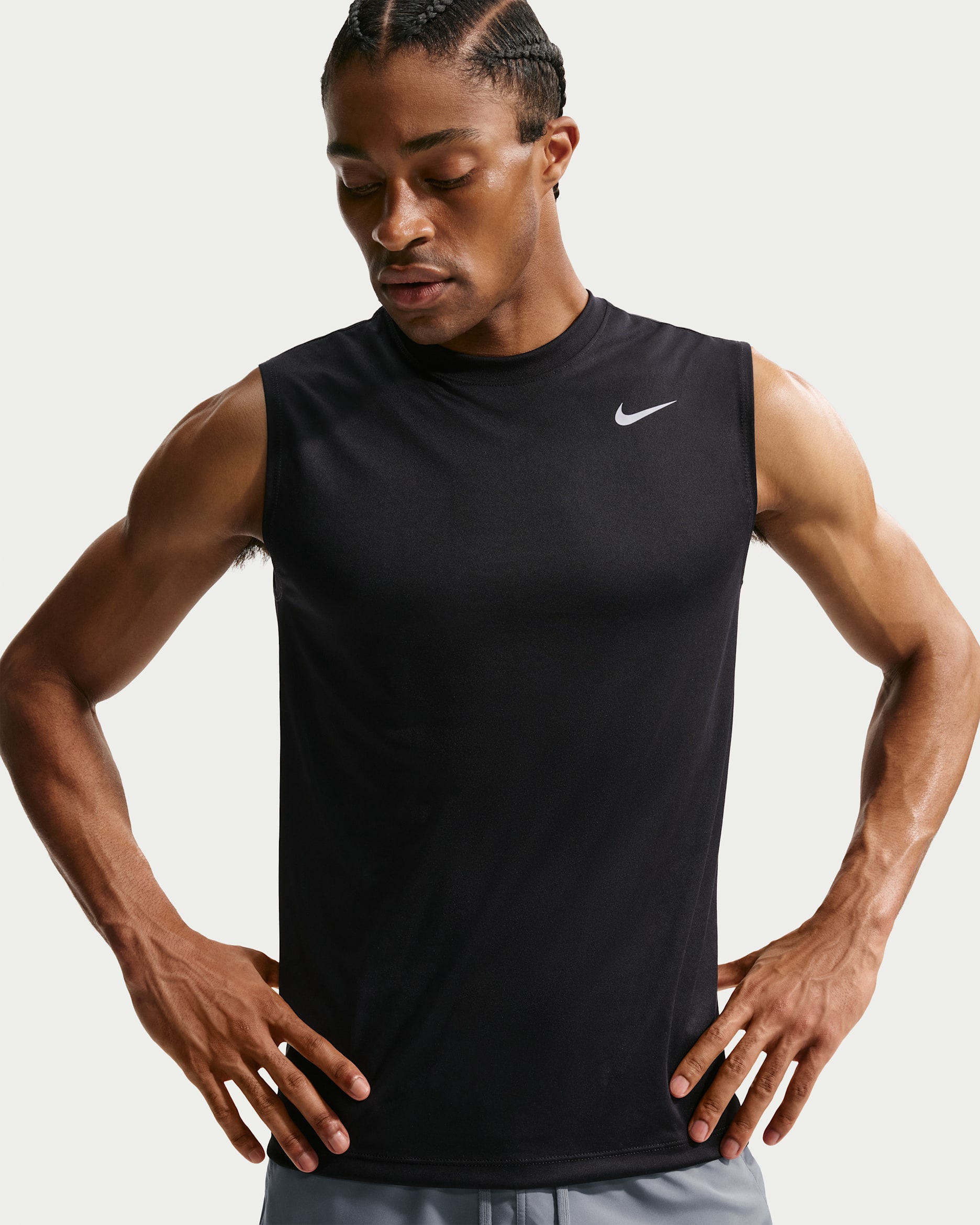 Nike Dri-FIT Legend Men's Sleeveless Fitness T-Shirt - Black/Matte Silver