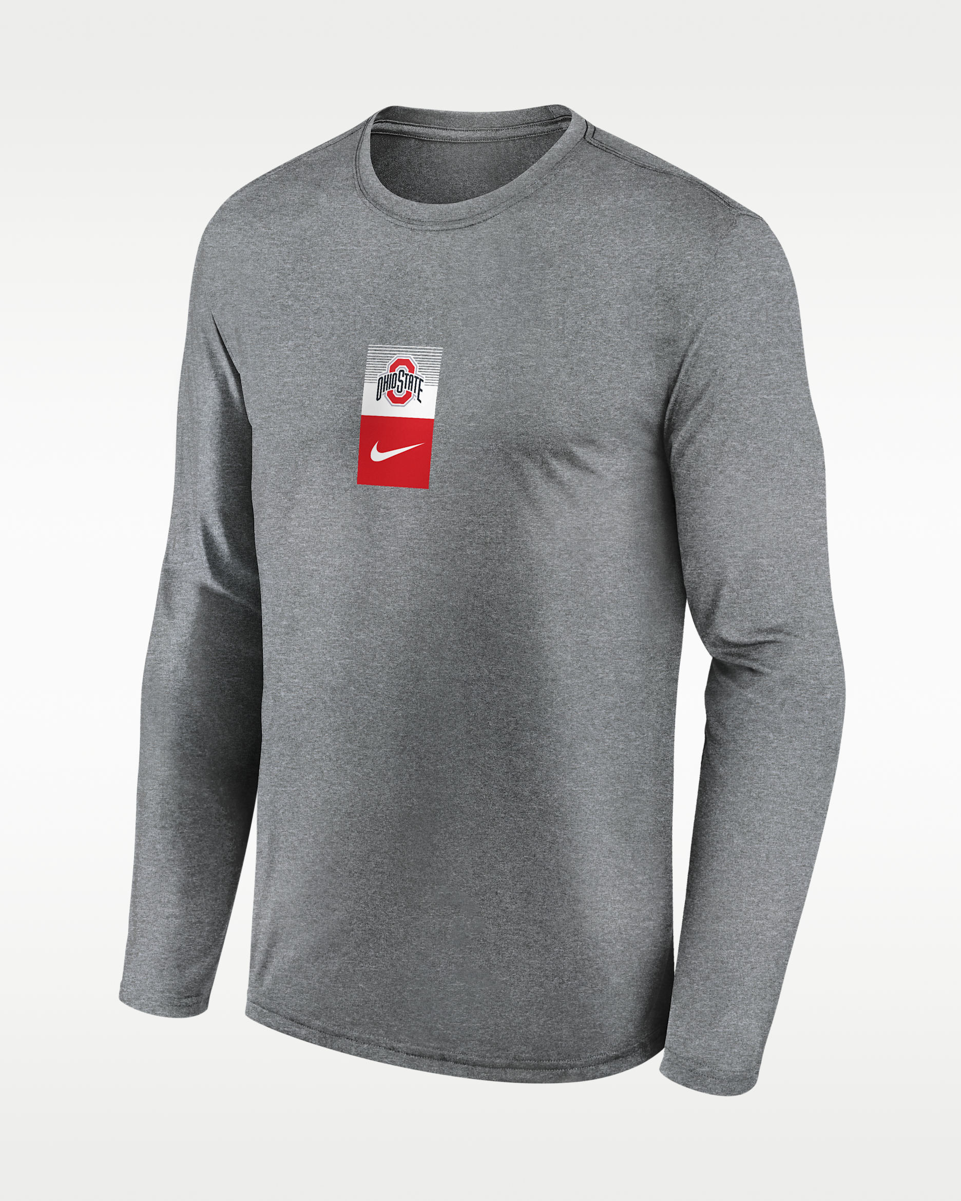 Playera de manga larga universitaria Nike Dri-FIT para hombre Ohio State Primetime Stack Legend - Gris jaspeado