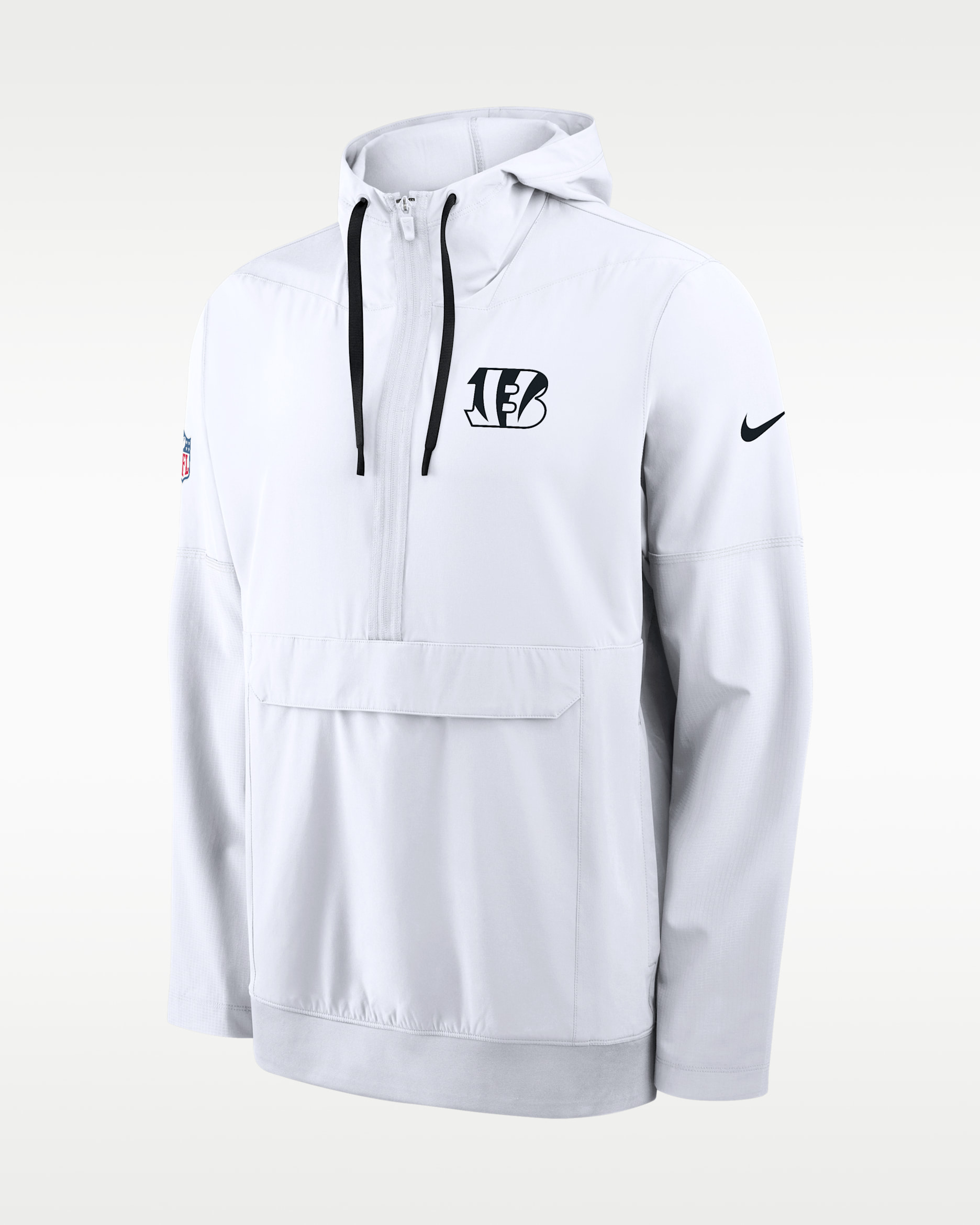 Chamarra con gorro de medio cierre Nike de la NFL para hombre Cincinnati Bengals Alt Anorak - Blanco