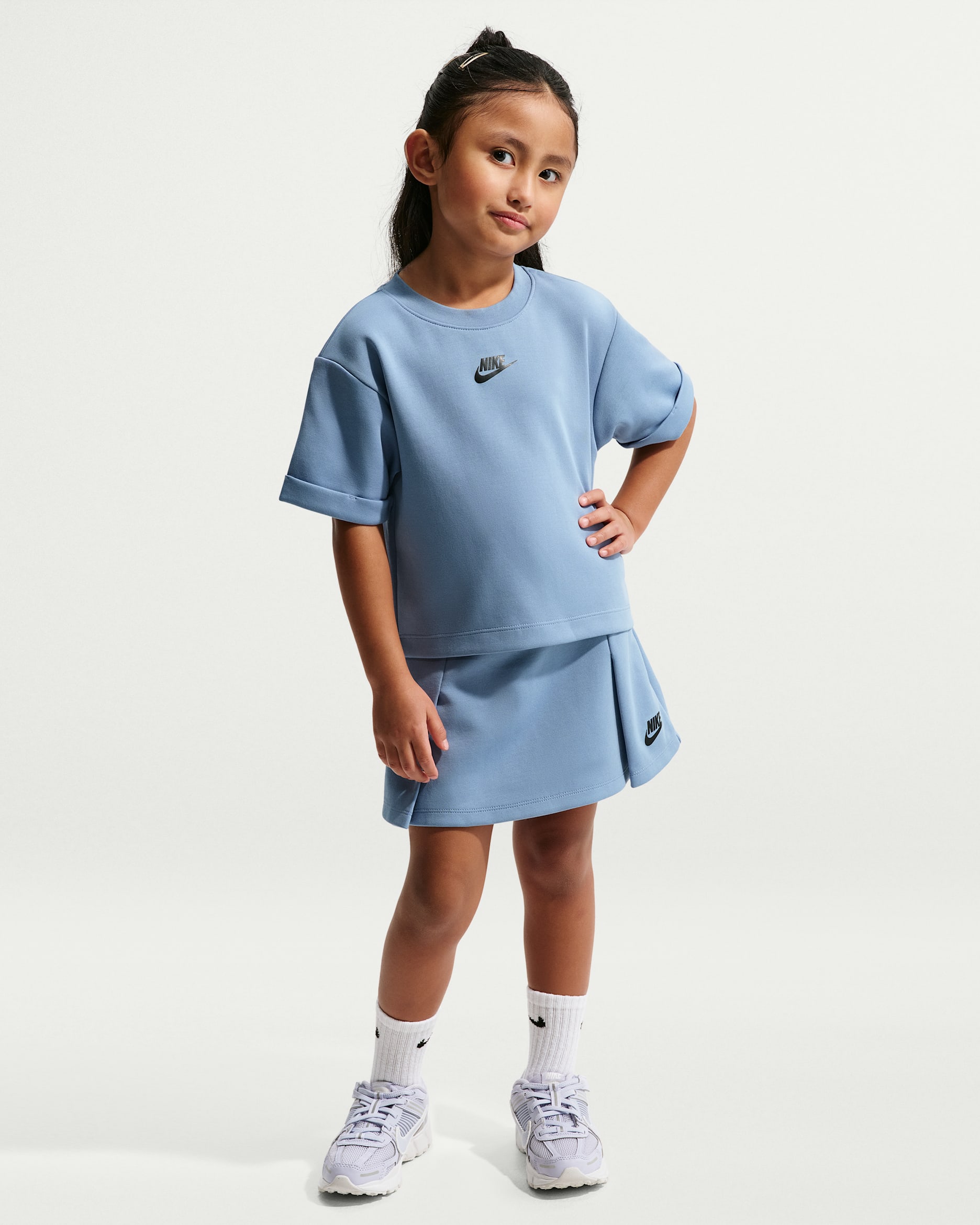 Conjunto de falda de dos piezas Tech Fleece para niños talla pequeña Nike - Azul