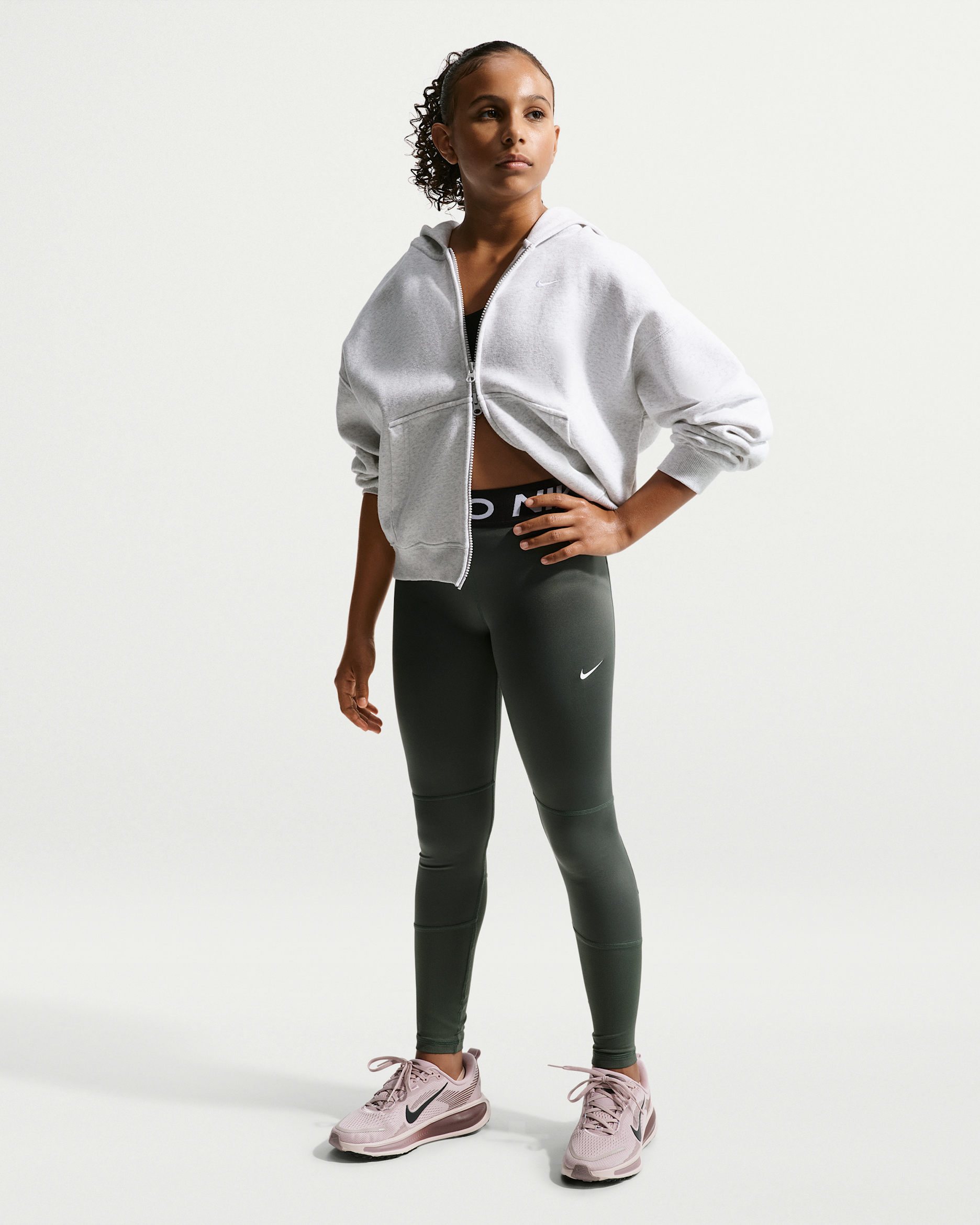 Nike Pro Dri-FIT Older Kids' (Girls') Leggings - Camo Green/White