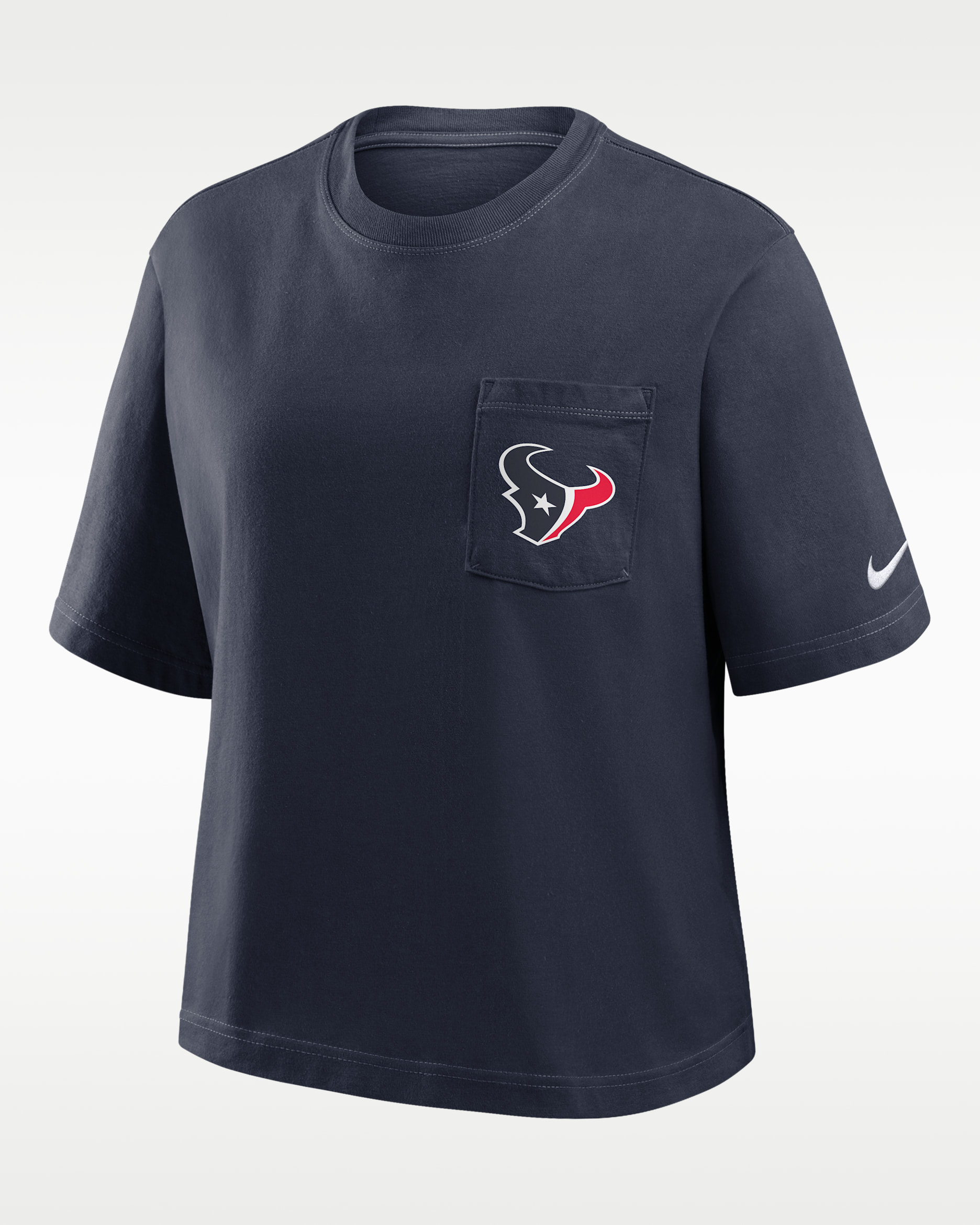 Houston Texans Rewind Pocket Boxy Women's Nike NFL T-Shirt - Navy