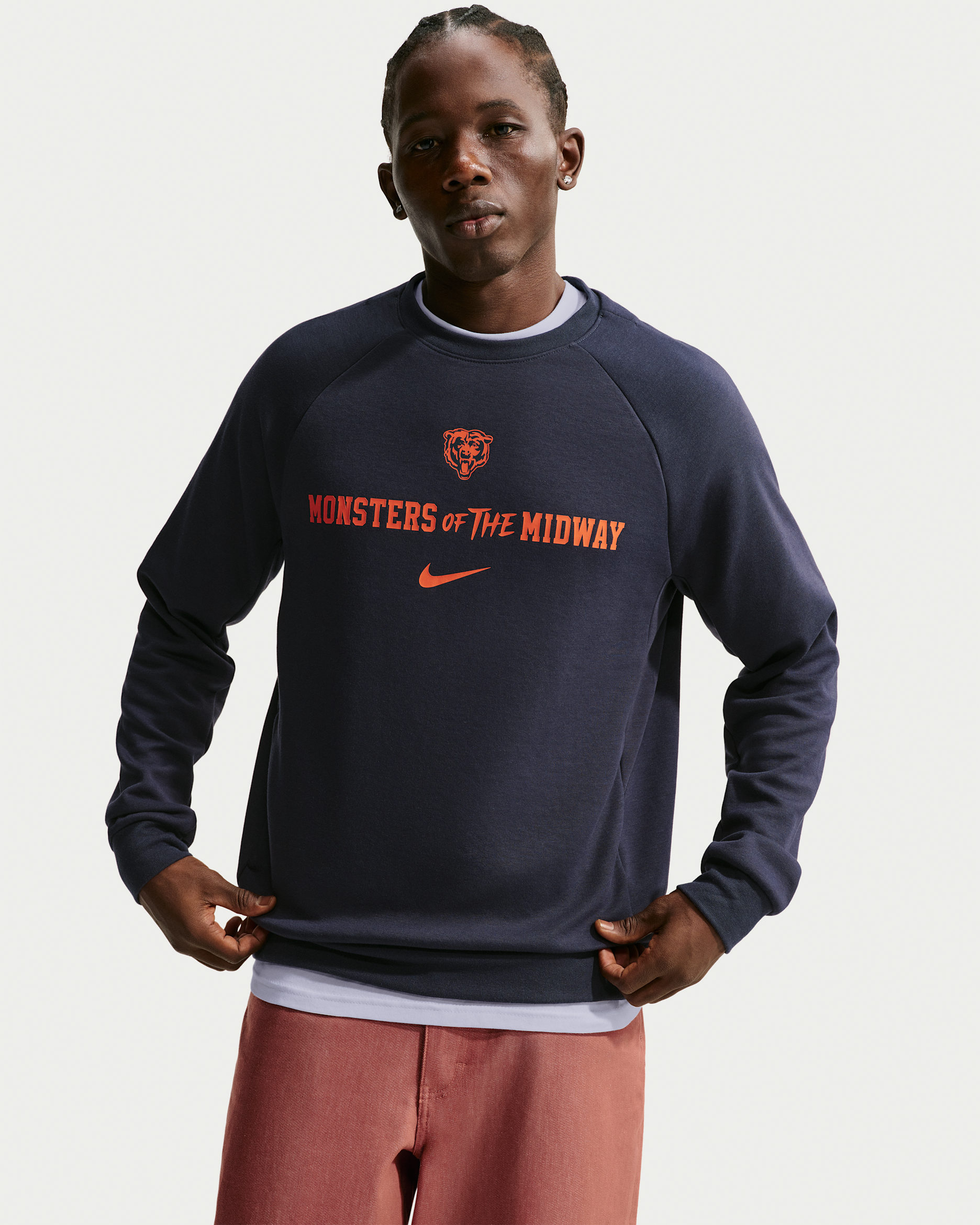 Chicago Bears Rivalries Collection Primary Men's Nike Dri-FIT NFL Pullover Crew - Navy