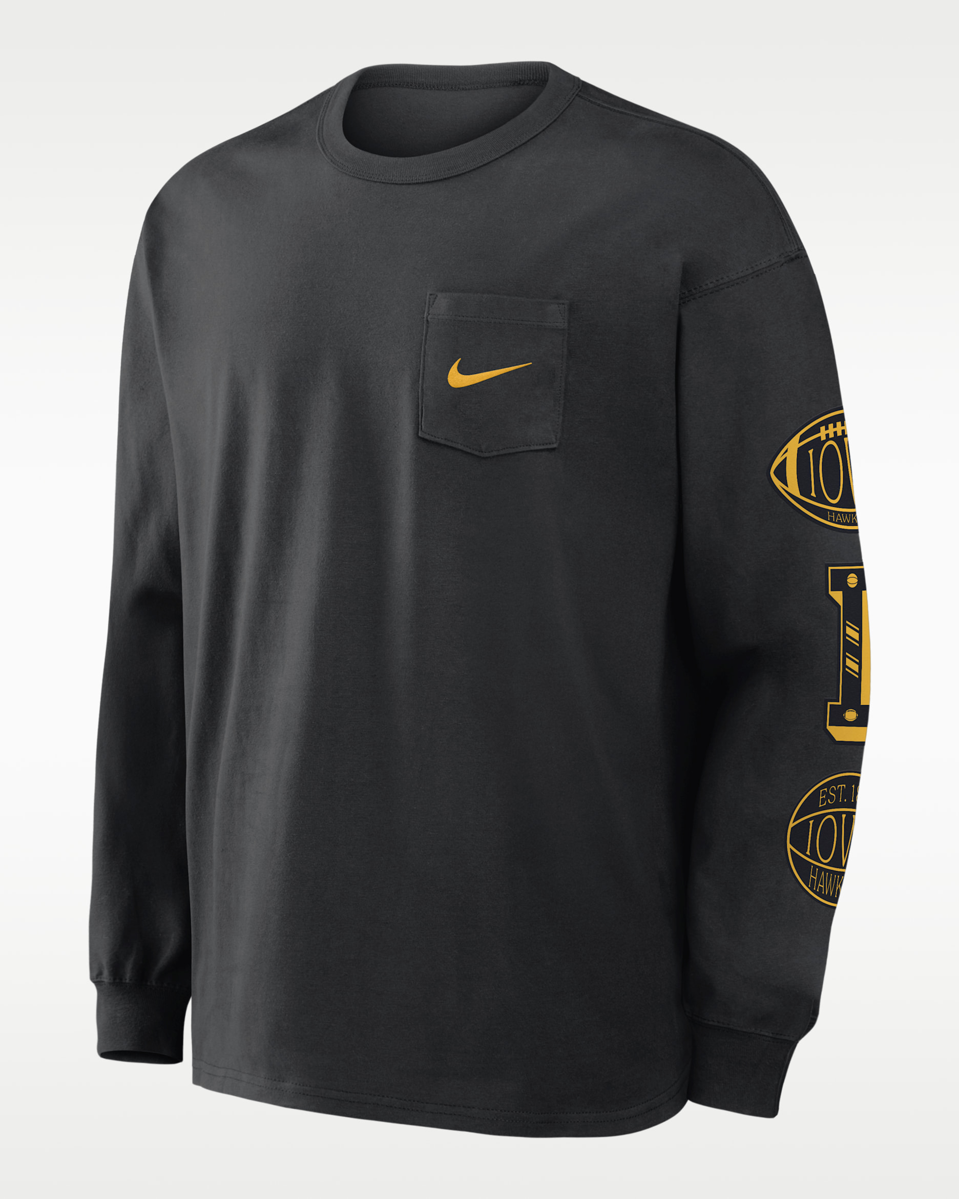 Iowa Academic Max90 Pocket Men's Nike College Long-Sleeve T-Shirt - Black