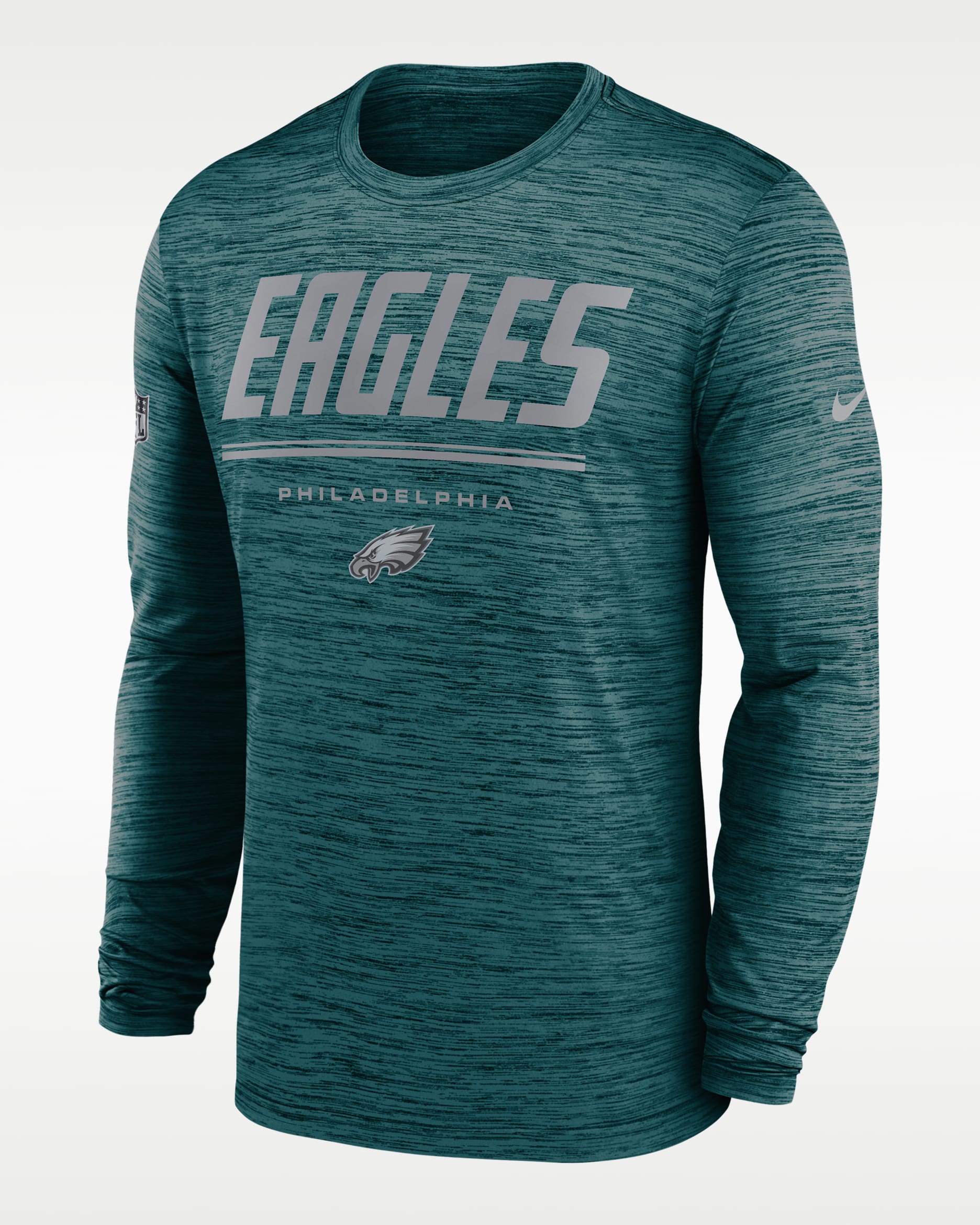 Playera de manga larga Nike Dri-FIT de la NFL para hombre Philadelphia Eagles Sideline Team Issue Velocity - Verde