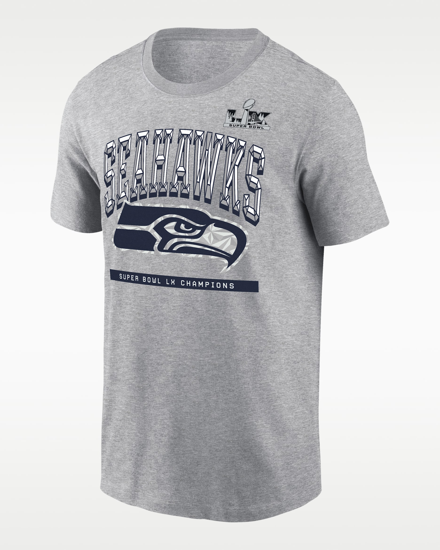 Playera Nike de la NFL para hombre Seattle Seahawks Super Bowl LX Champions Ice Classic Roster - Gris jaspeado