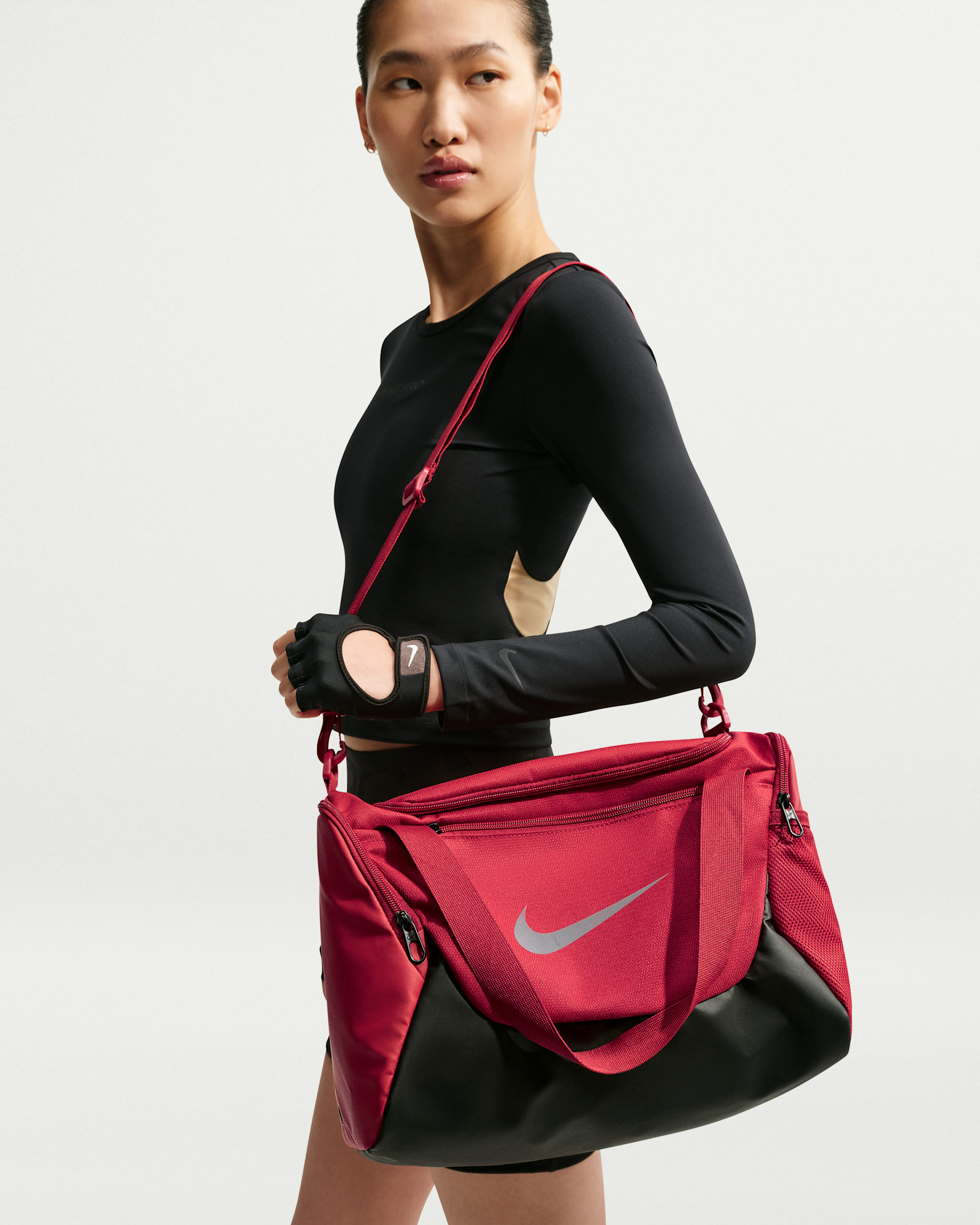 Nike Brasilia Training Duffel Bag (Extra Small, 24L) - Tough Red/Black/Reflect Silver