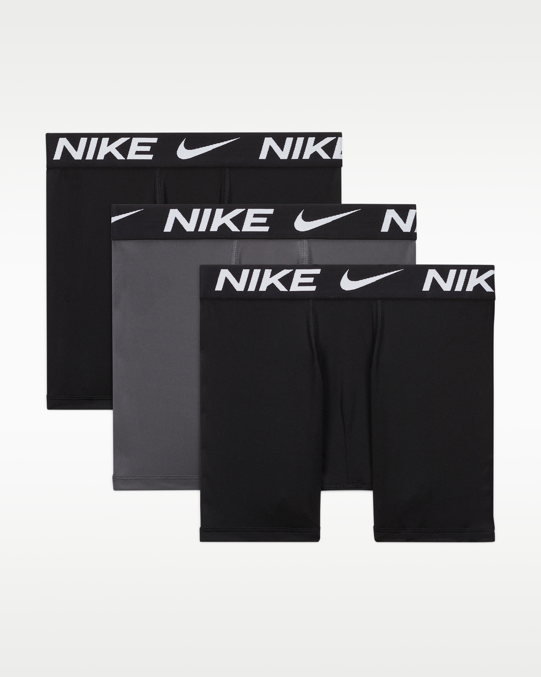 Nike Big Kids' Dri-FIT Solid Boxer Briefs (3-Pack) - Black/Dark Grey