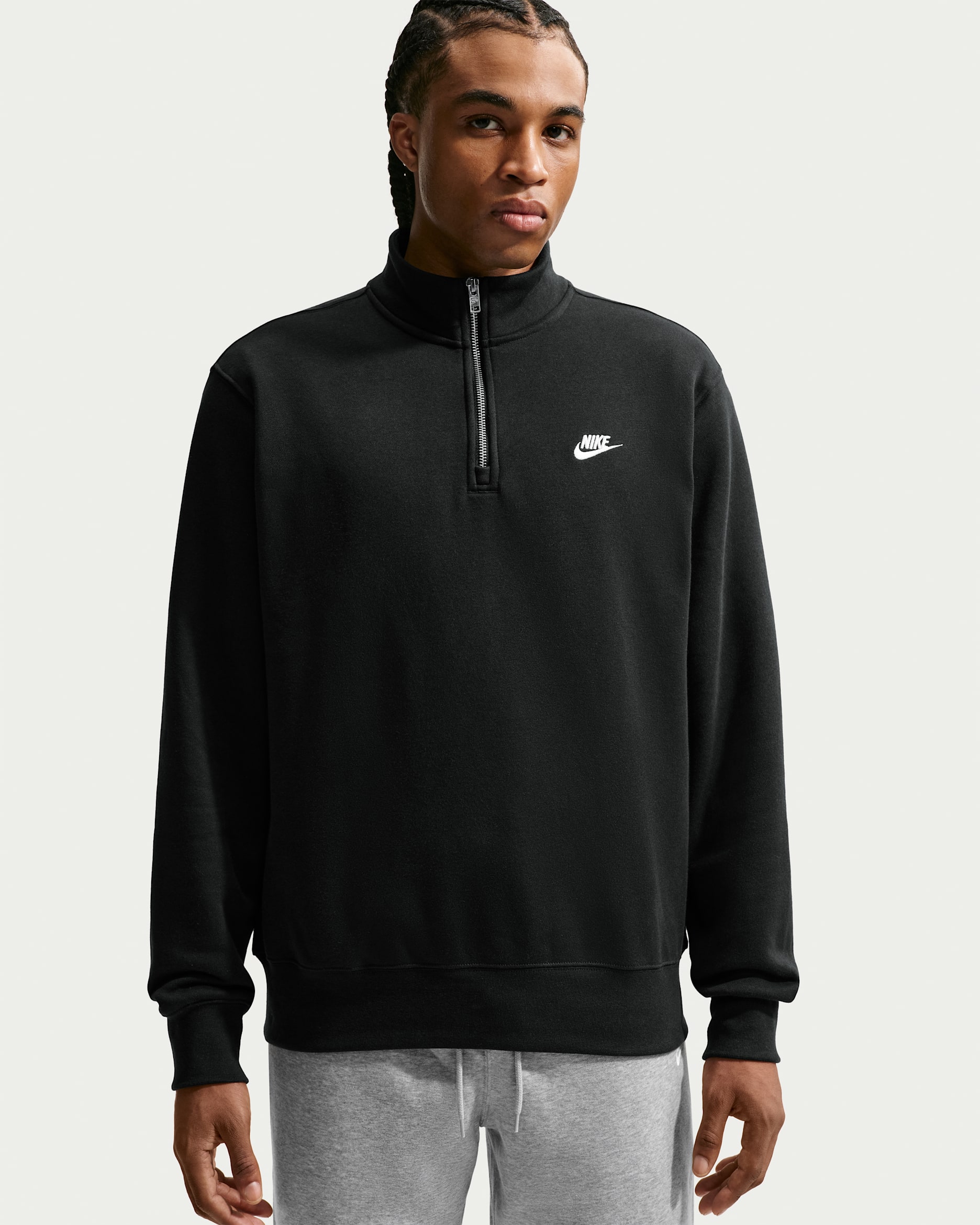 Nike Sportswear Club Men's 1/2-Zip Fleece Top - Black/Black/White
