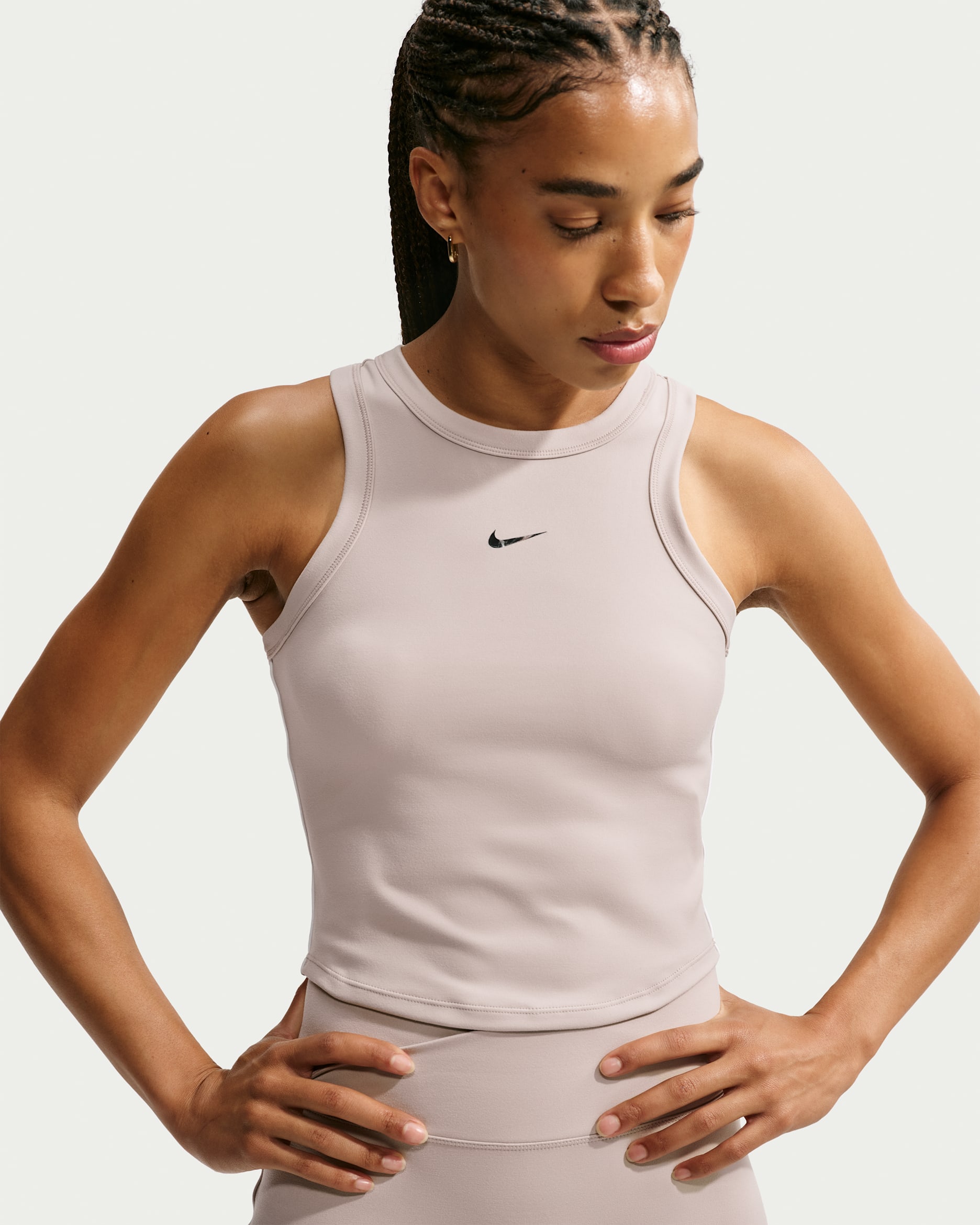 Nike One Fitted Women's Dri-FIT Cropped Tank Top - Cream II