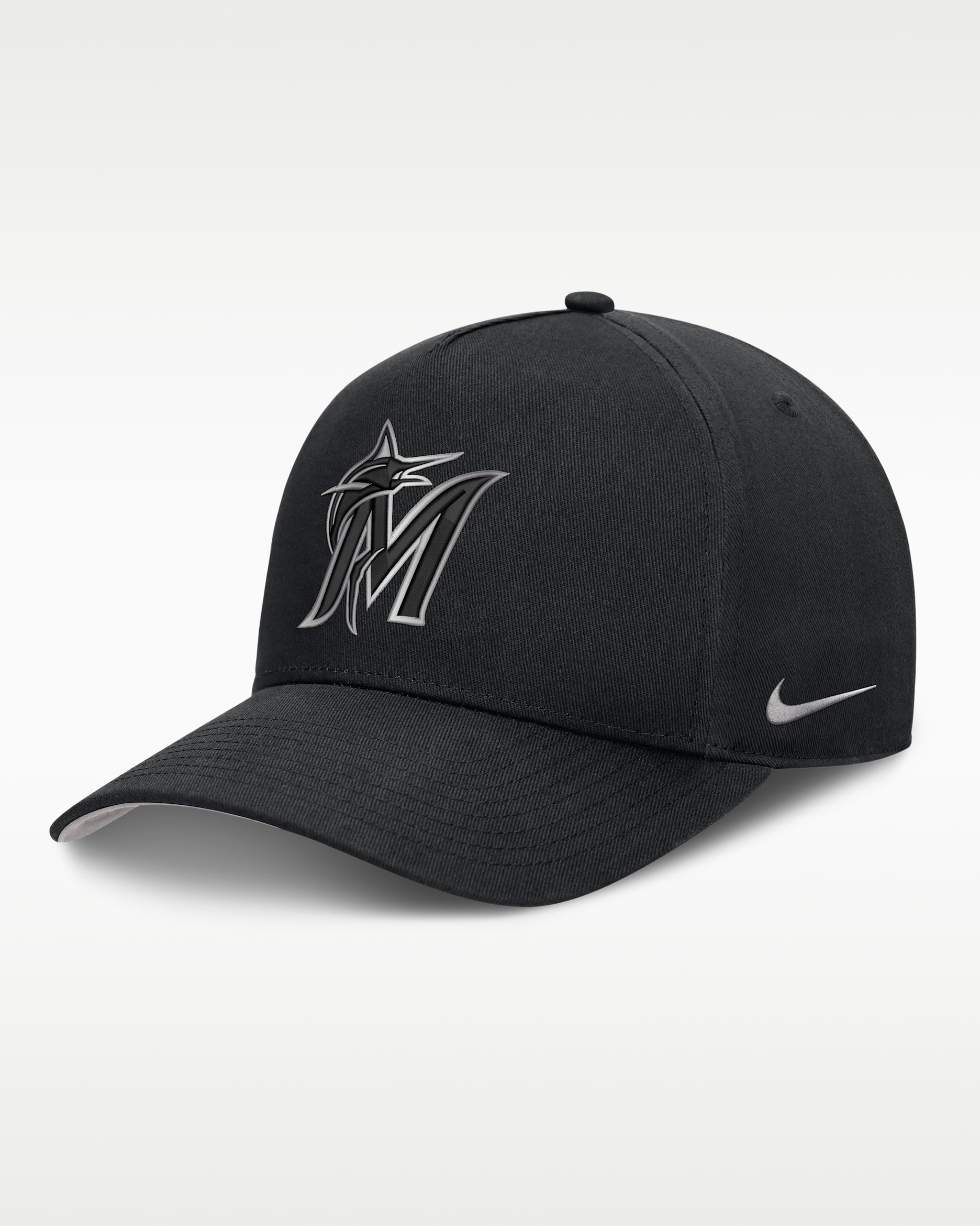 Miami Marlins Rise Men's Nike Dri-FIT MLB A-Frame Trucker Adjustable Hat - Black