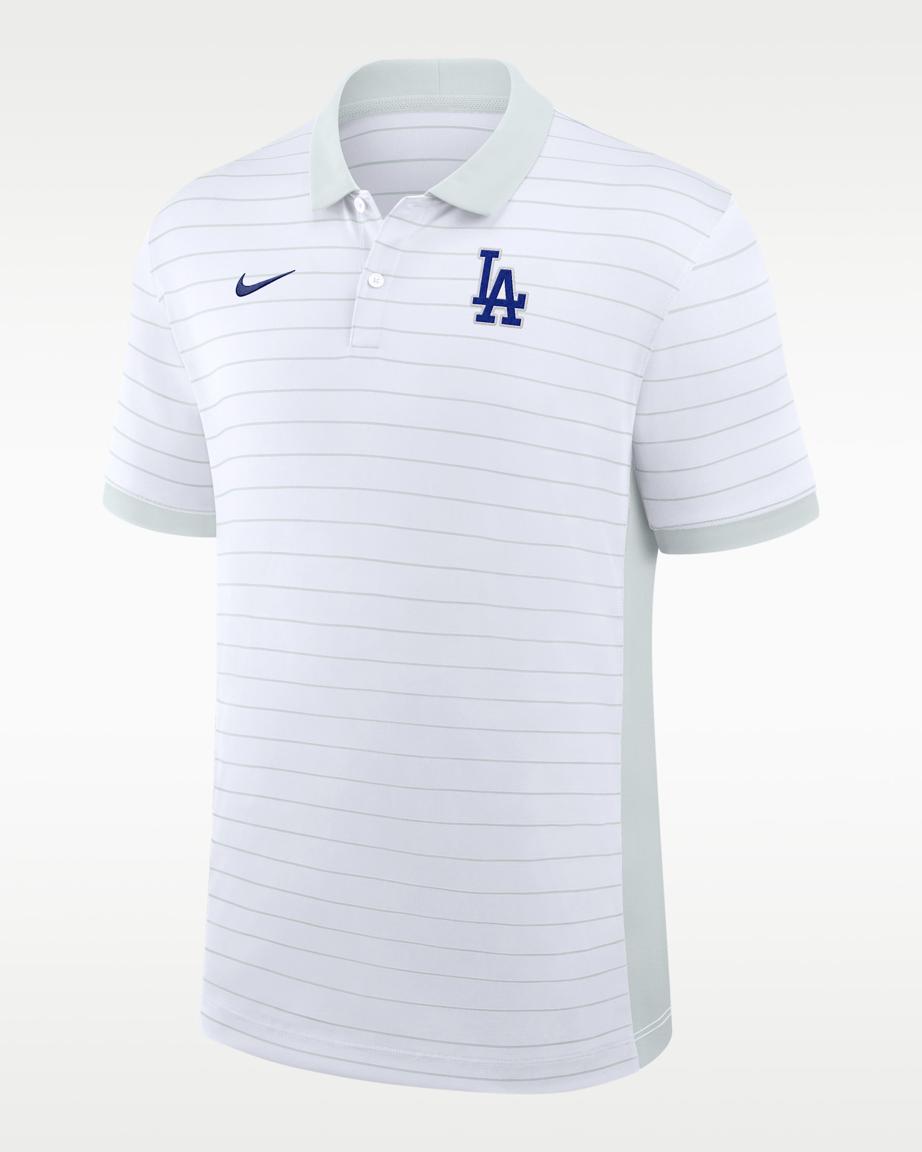 Polo de la MLB Nike Dri-FIT para hombre de Los Angeles Dodgers, colección Authentic, serie Striped Victory - Blanco