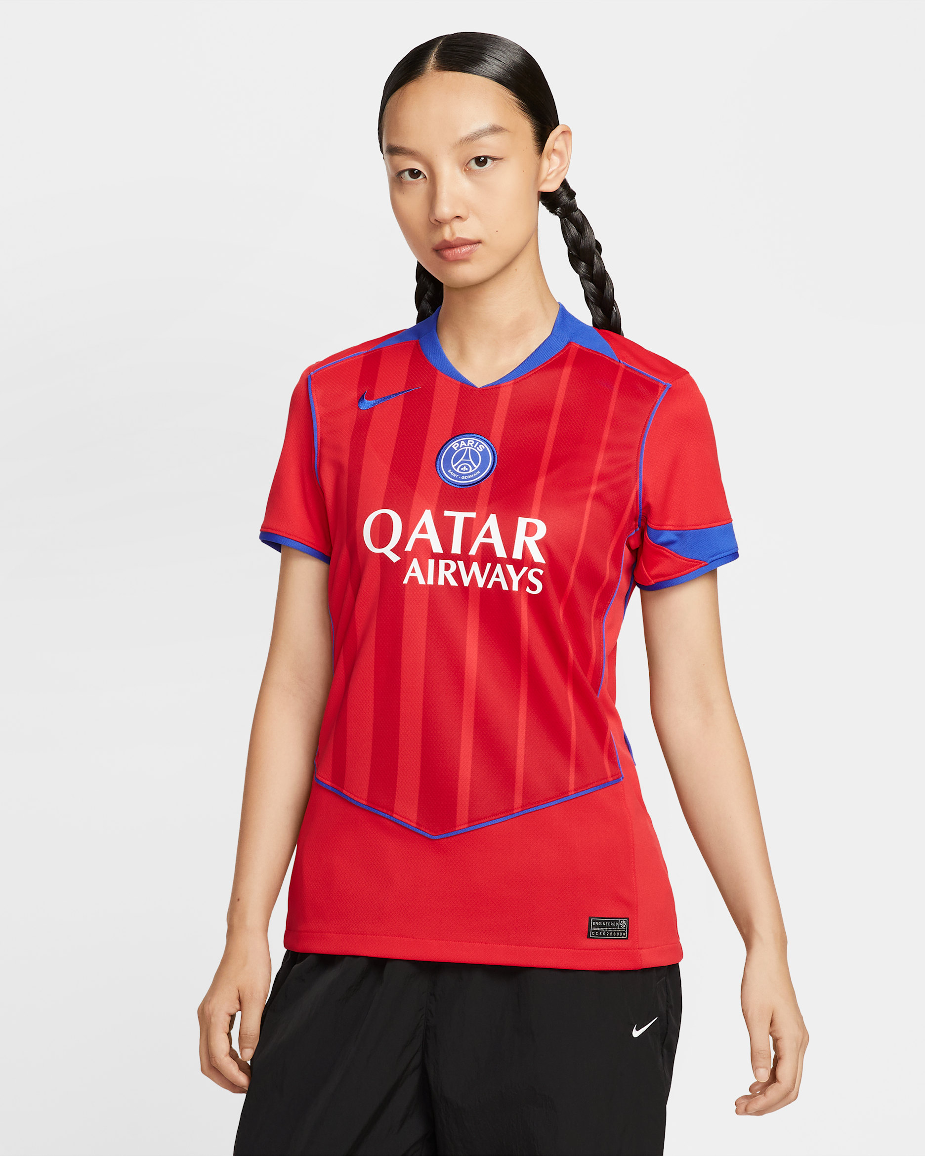 Paris Saint-Germain 2025/26 Stadium Derde Nike Total 90 replicavoetbalshirt met Dri-FIT voor dames - Global Red/Sport Red/Hyper Royal