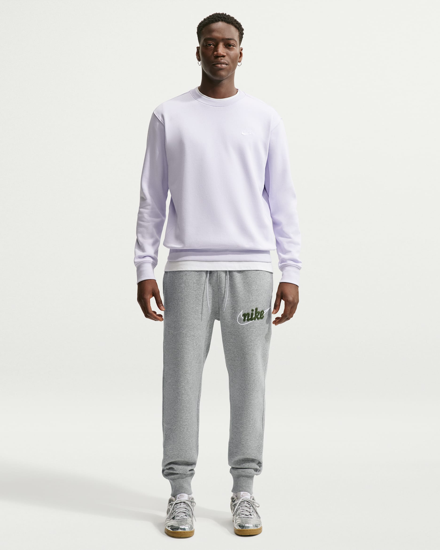 Nike Sportswear Club Men's Fleece Joggers - Dark Grey Heather/Light Smoke Grey/Fir/White