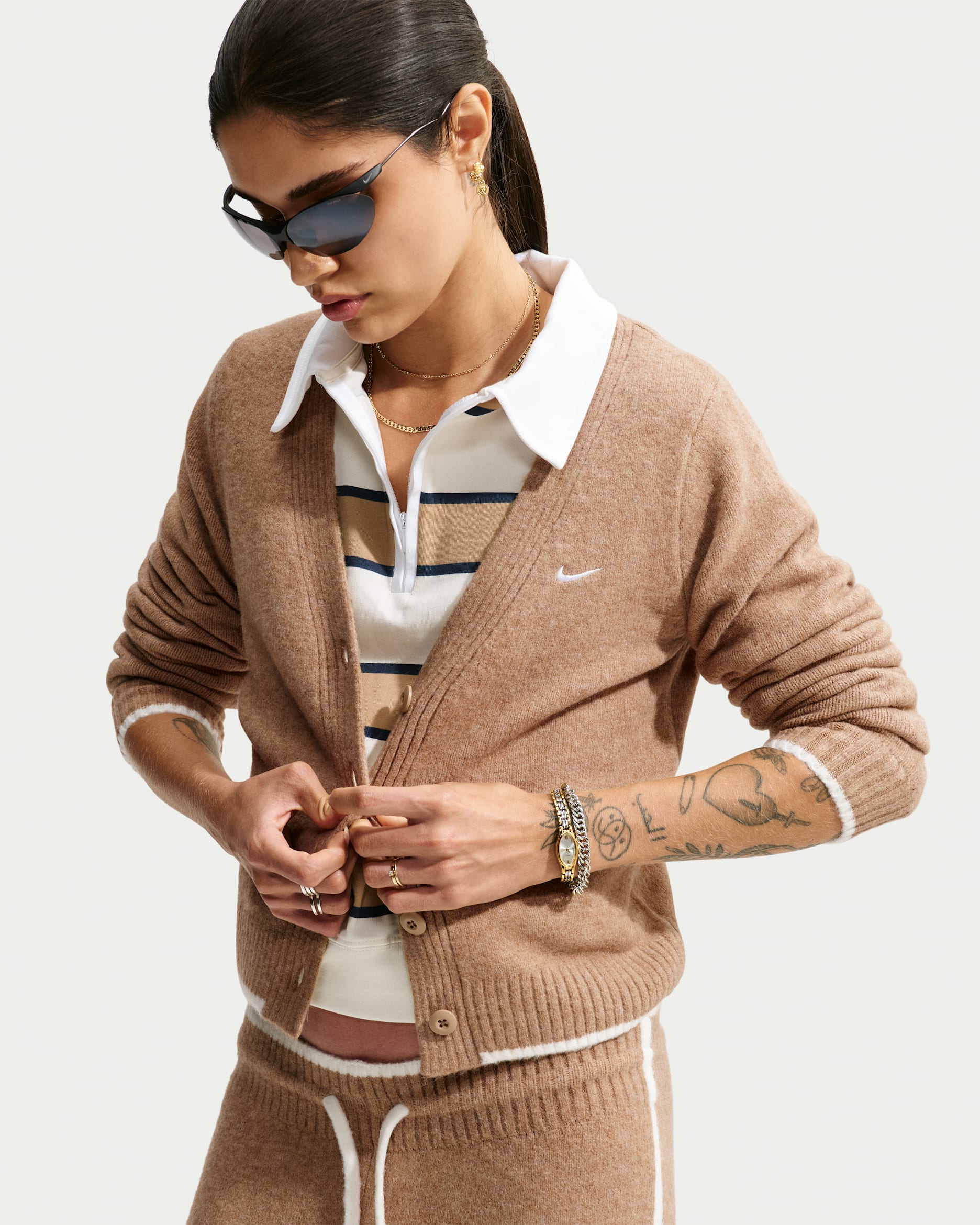 Cardigan slim fit Nike Sportswear Chill Knit – Donna - Parachute Beige/Heather/Bianco