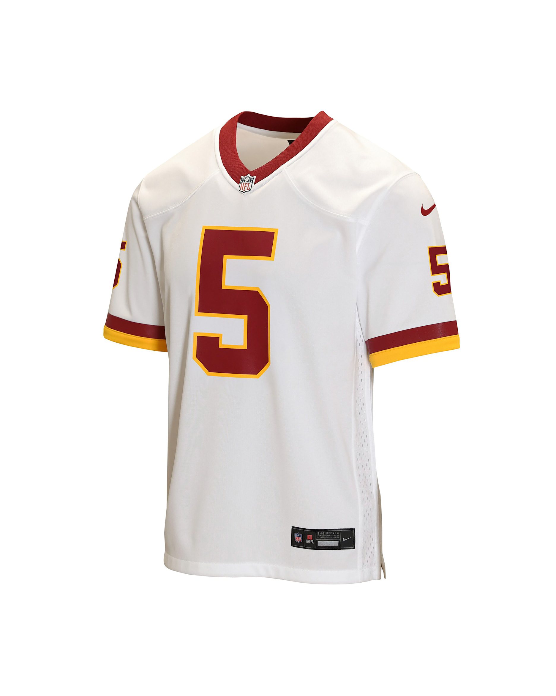 Jersey de futbol americano Nike Game para niños talla grande Jayden Daniels Washington Commanders - Blanco