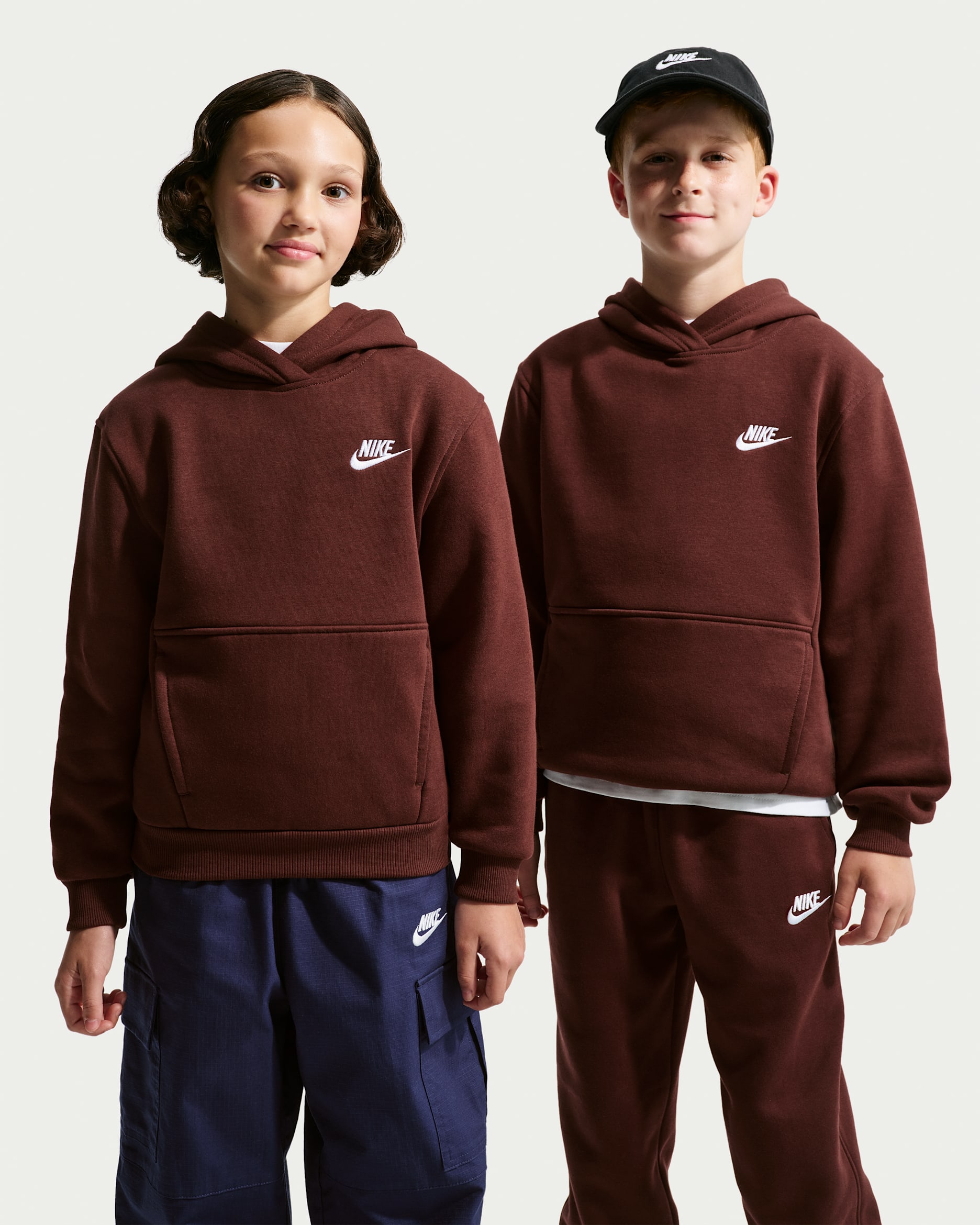 Sudadera con gorro sin cierre para niños talla grande Nike Sportswear Club Fleece - Dátil místico/Blanco