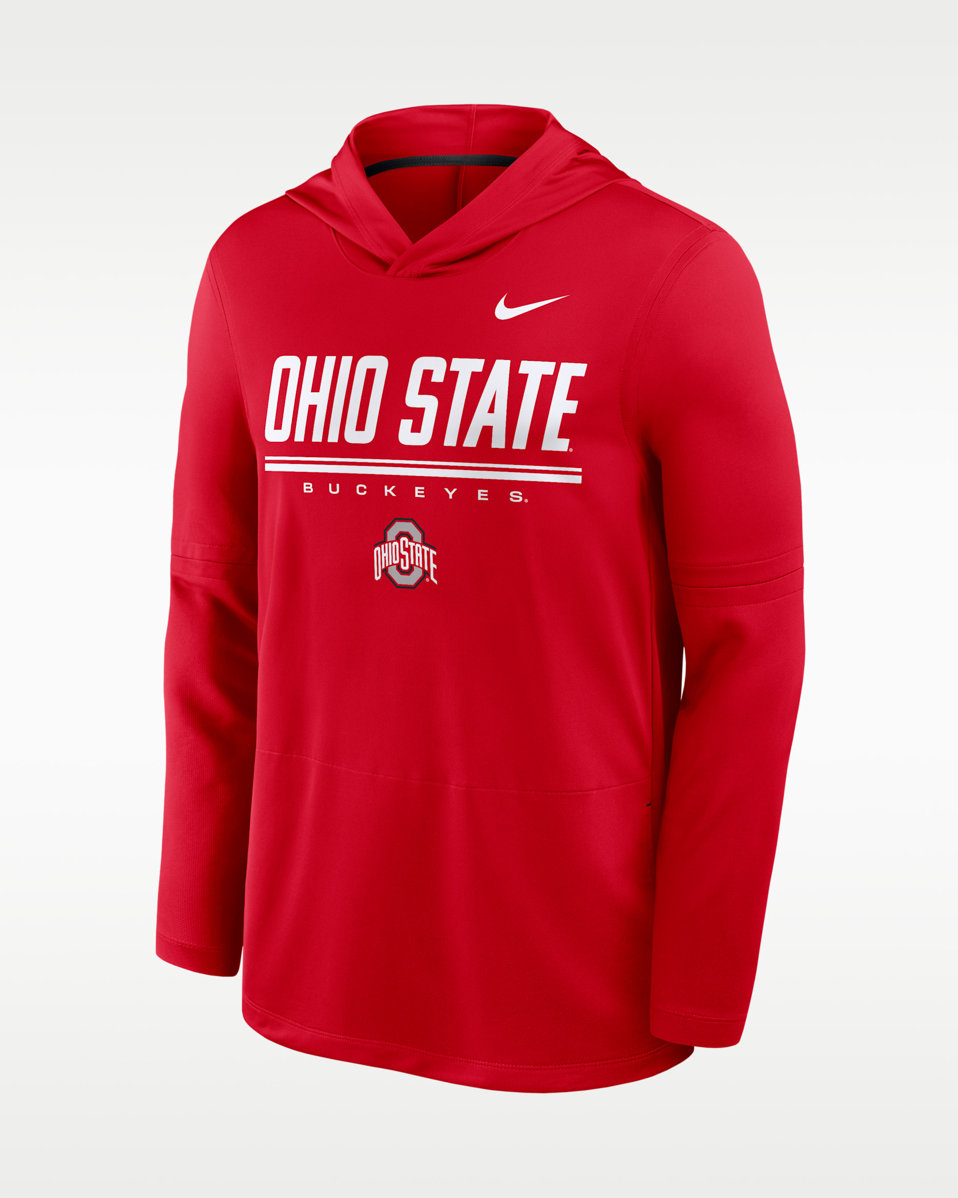 Ohio State Sideline Men's Nike Dri-FIT College Long-Sleeve Hooded Top - University Red/Black