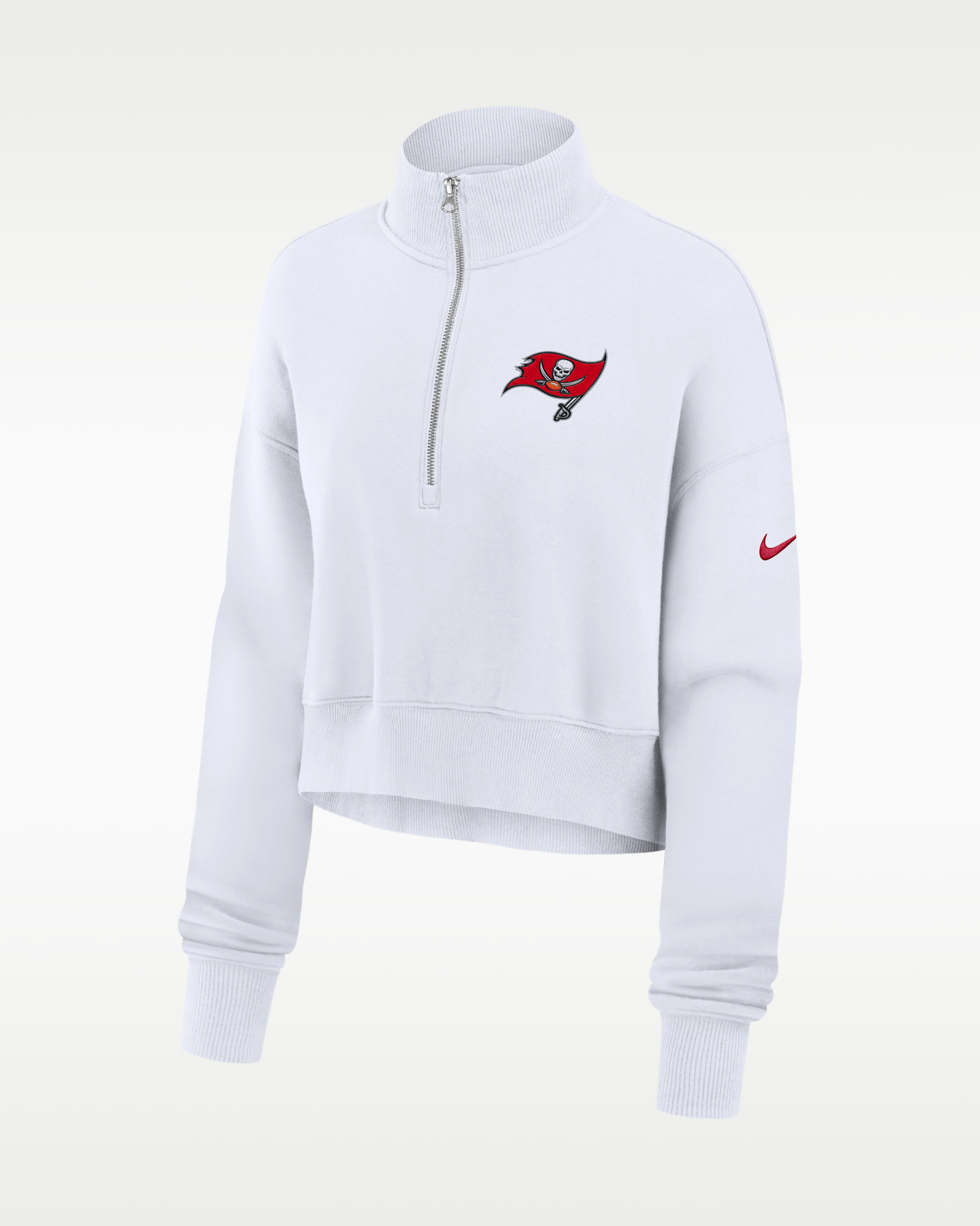 Tampa Bay Buccaneers Primetime Phoenix Women's Nike NFL Oversized Cropped 1/4-Zip Crew - White