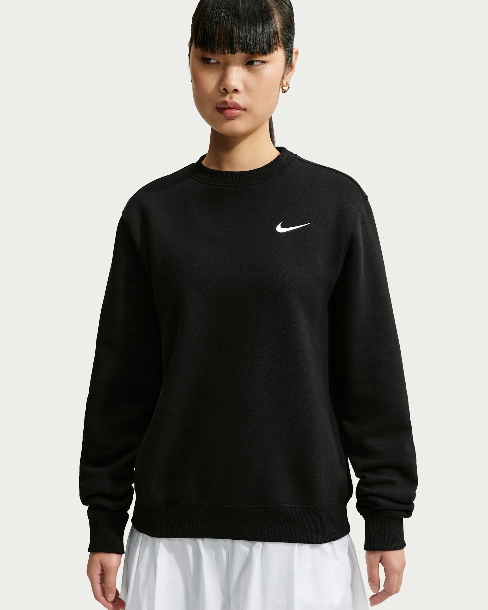 Nike Studio Fleece Medium Weight Women's Crew - Total Black/Sail