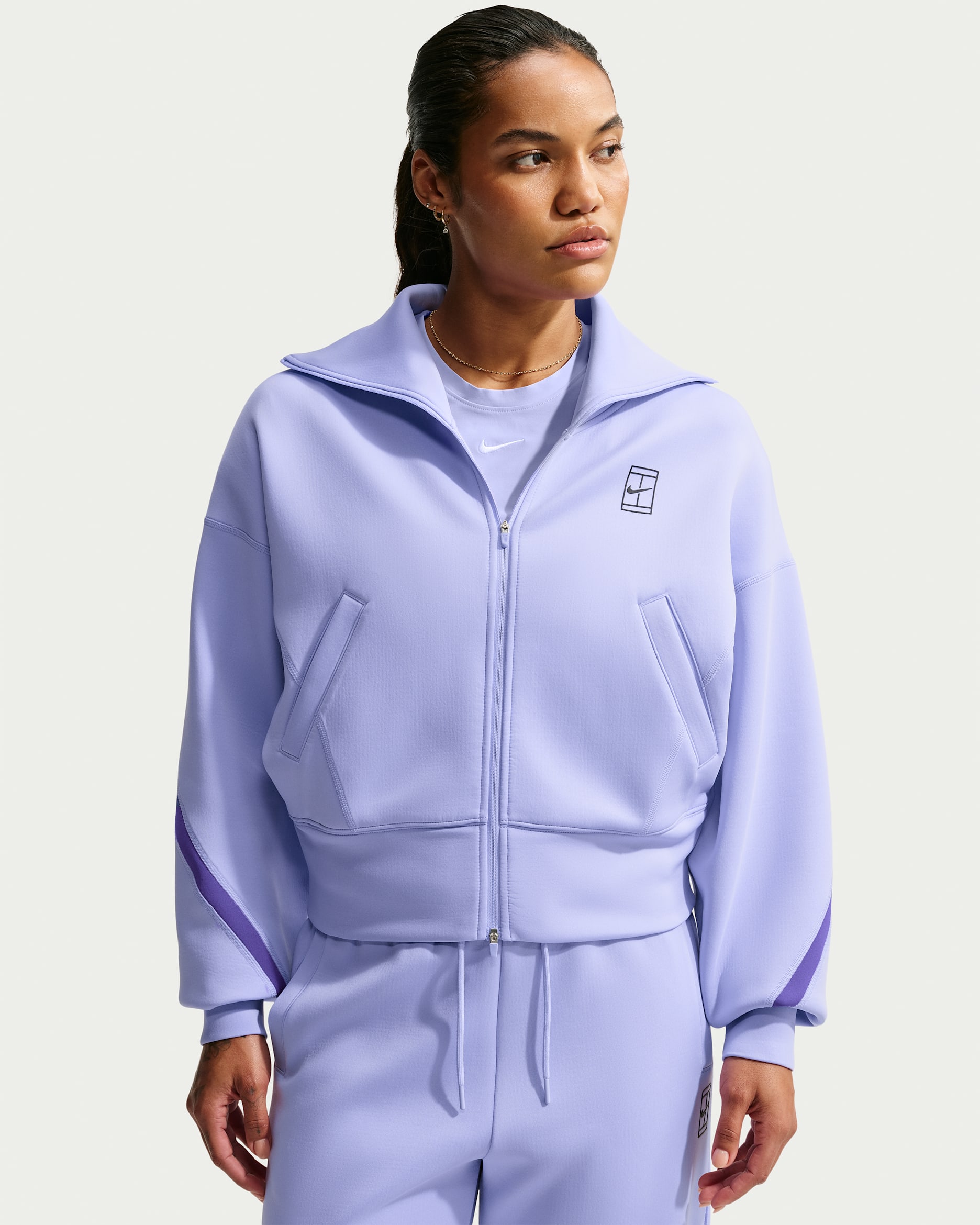 Nike Advantage Women's Dri-FIT Full-Zip Tennis Jacket - Purple Pulse/Black