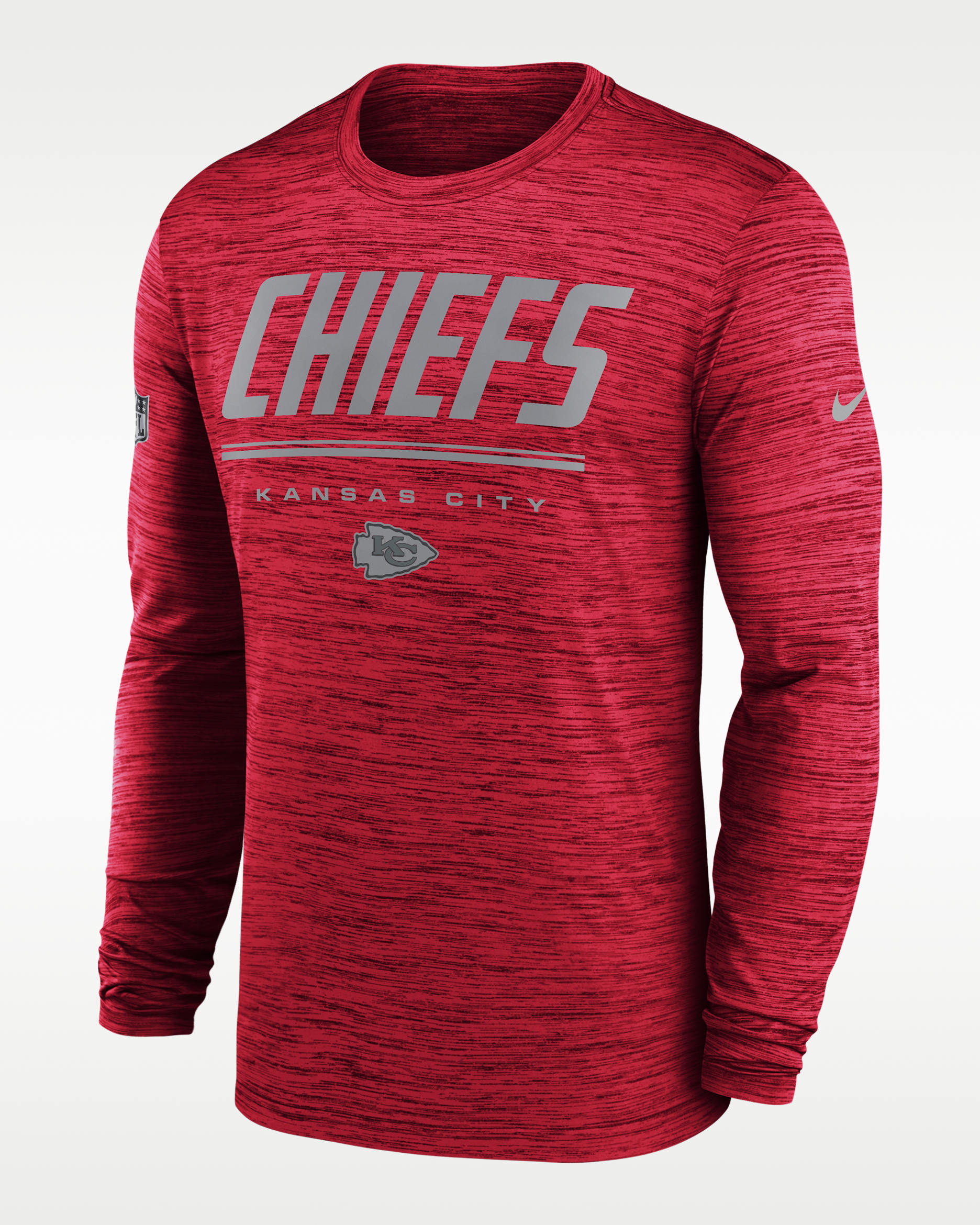 Kansas City Chiefs Sideline Team Issue Velocity Men's Nike Dri-FIT NFL Long-Sleeve T-Shirt - Red