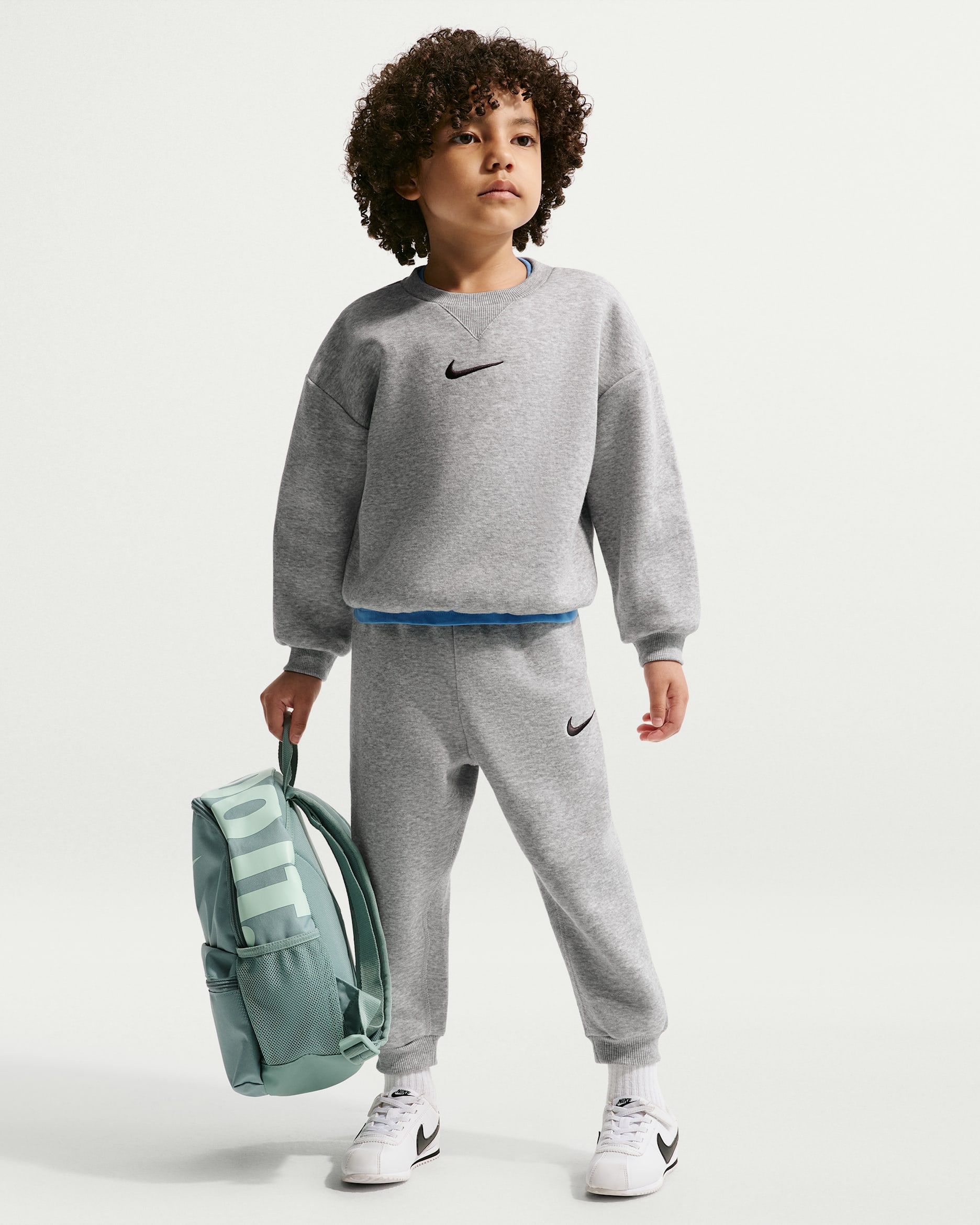 Todelt Nike Essential-crewtrøjesæt i fleece til mindre børn - Dark Grey Heather