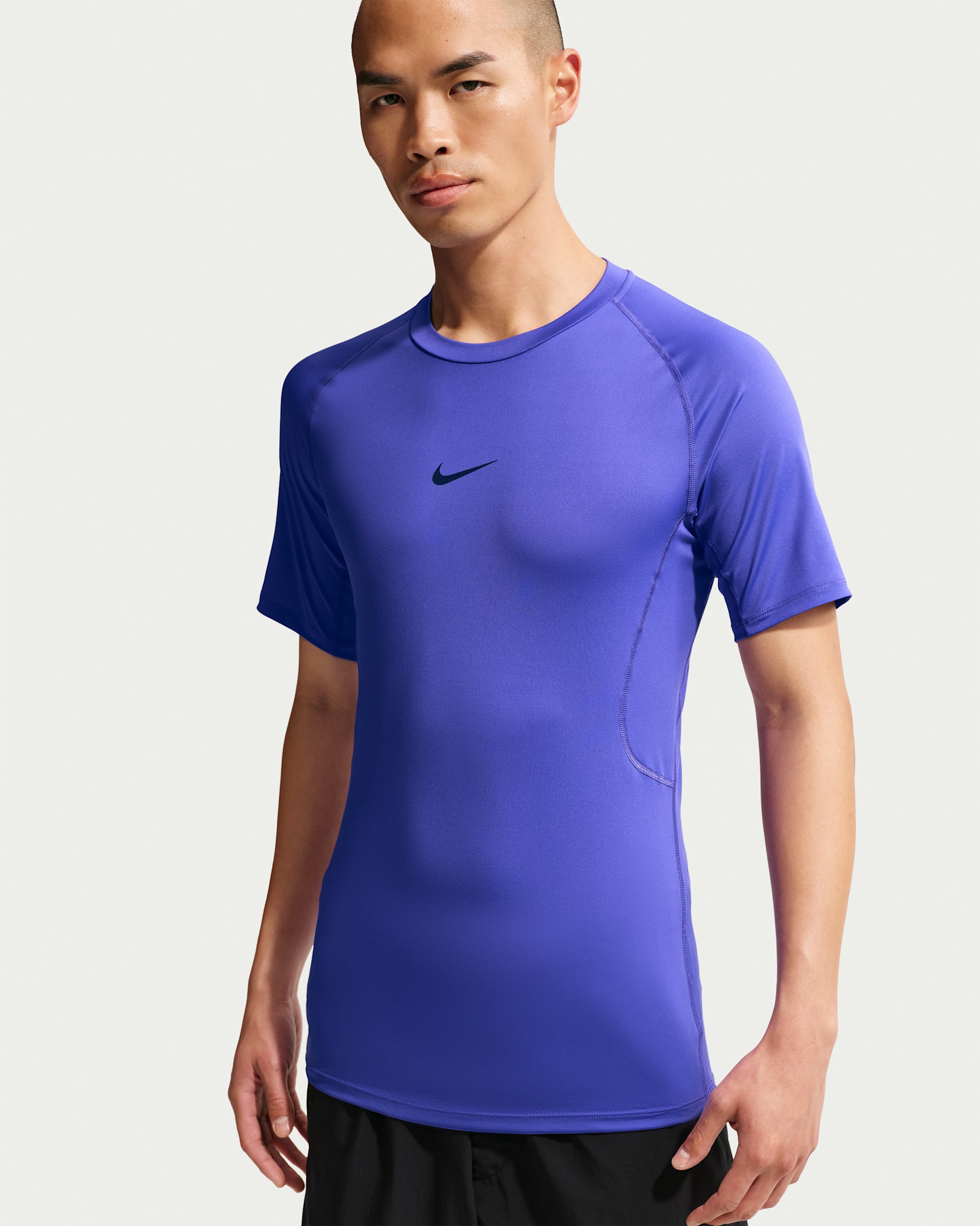 Nike Pro Men's Dri-FIT Tight Short-Sleeve Fitness Top - Persian Violet/Black