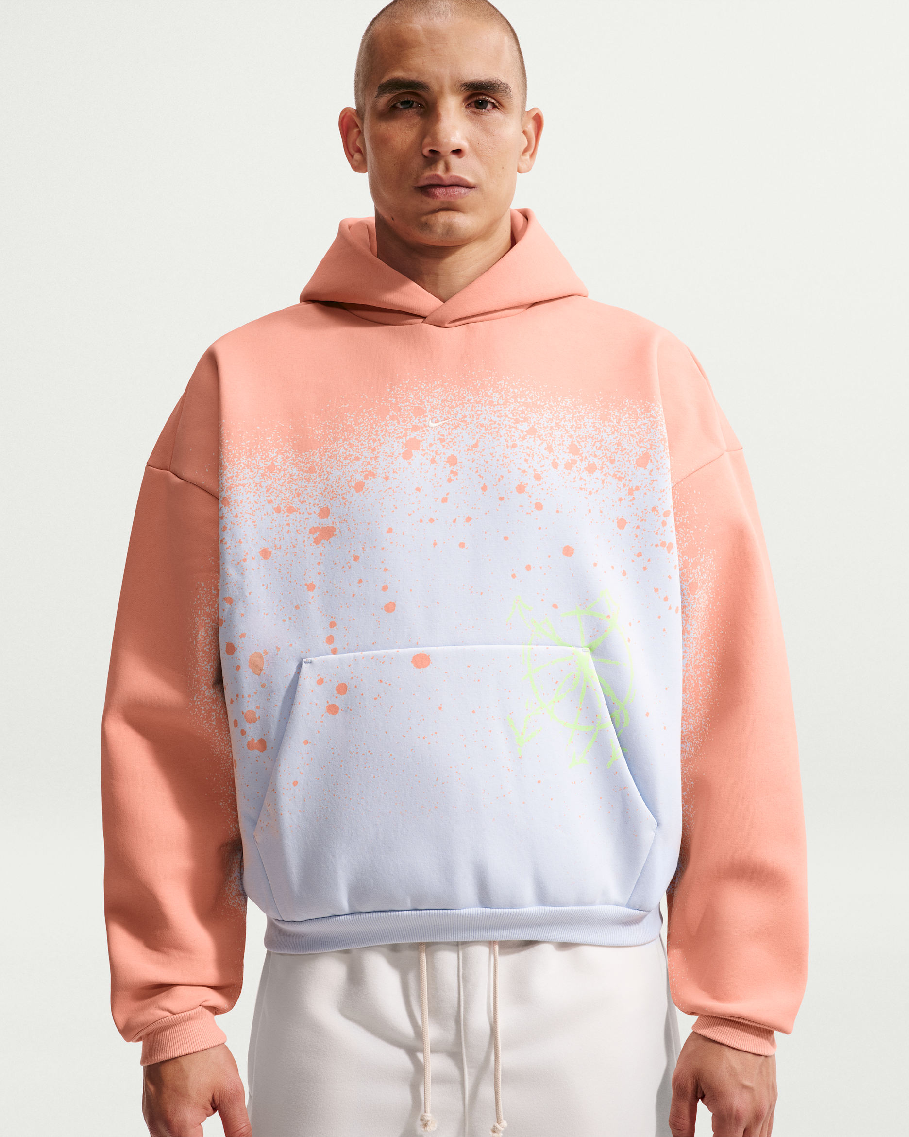 Nike Standard Issue Men's Therma-FIT Basketball Pullover Hoodie - Football Grey/Orange Pulse/Pale Ivory