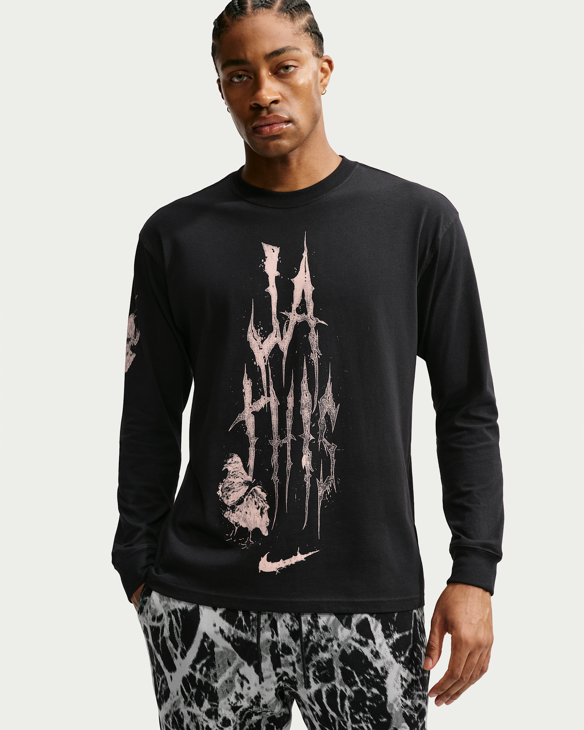 Ja Nike Essential Men's Long-Sleeve Basketball T-Shirt - Black/Bright Violet/Orange Pulse/White