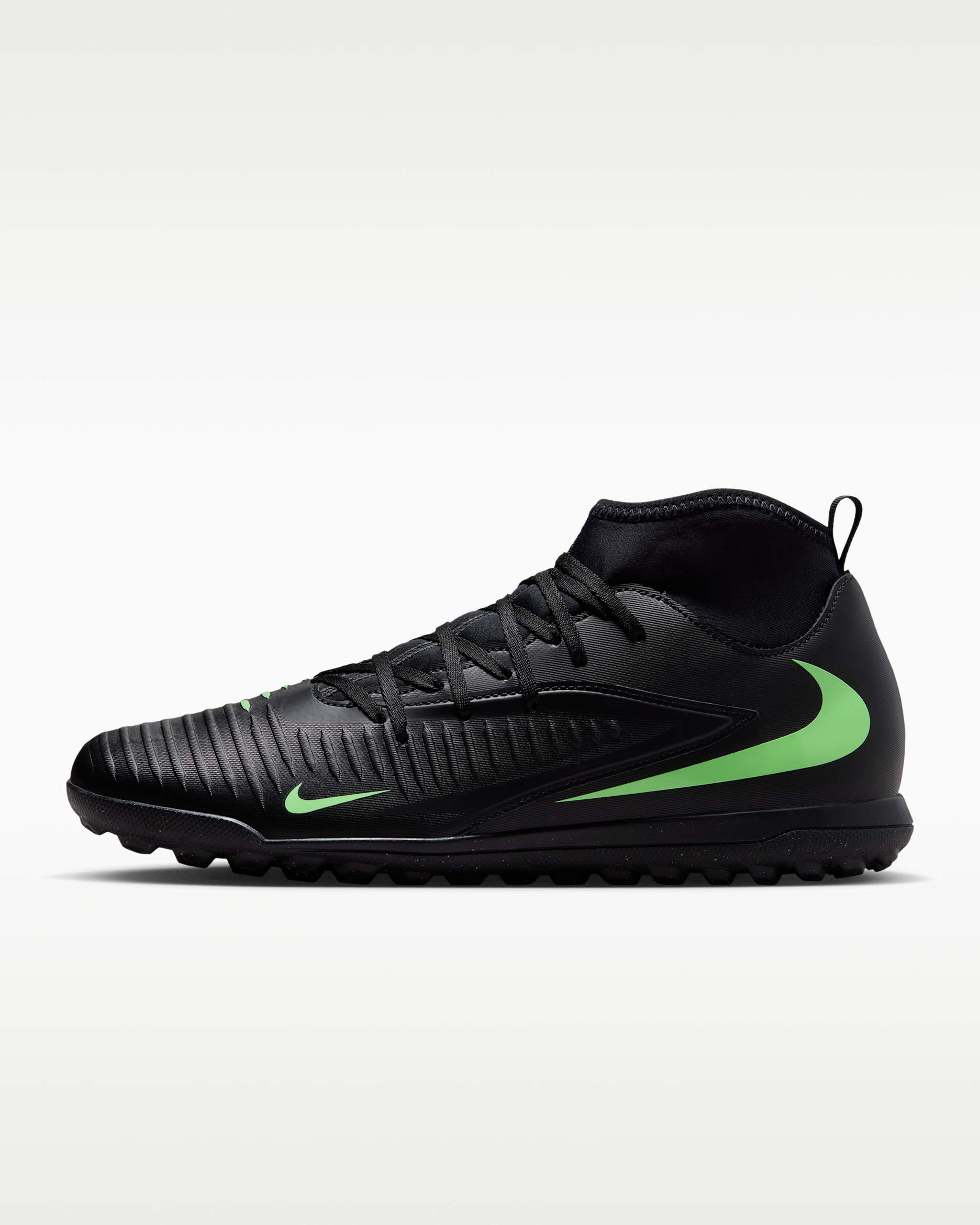 Nike Phantom 6 High Club Turf Football Boot - Black/Black/Illusion Green