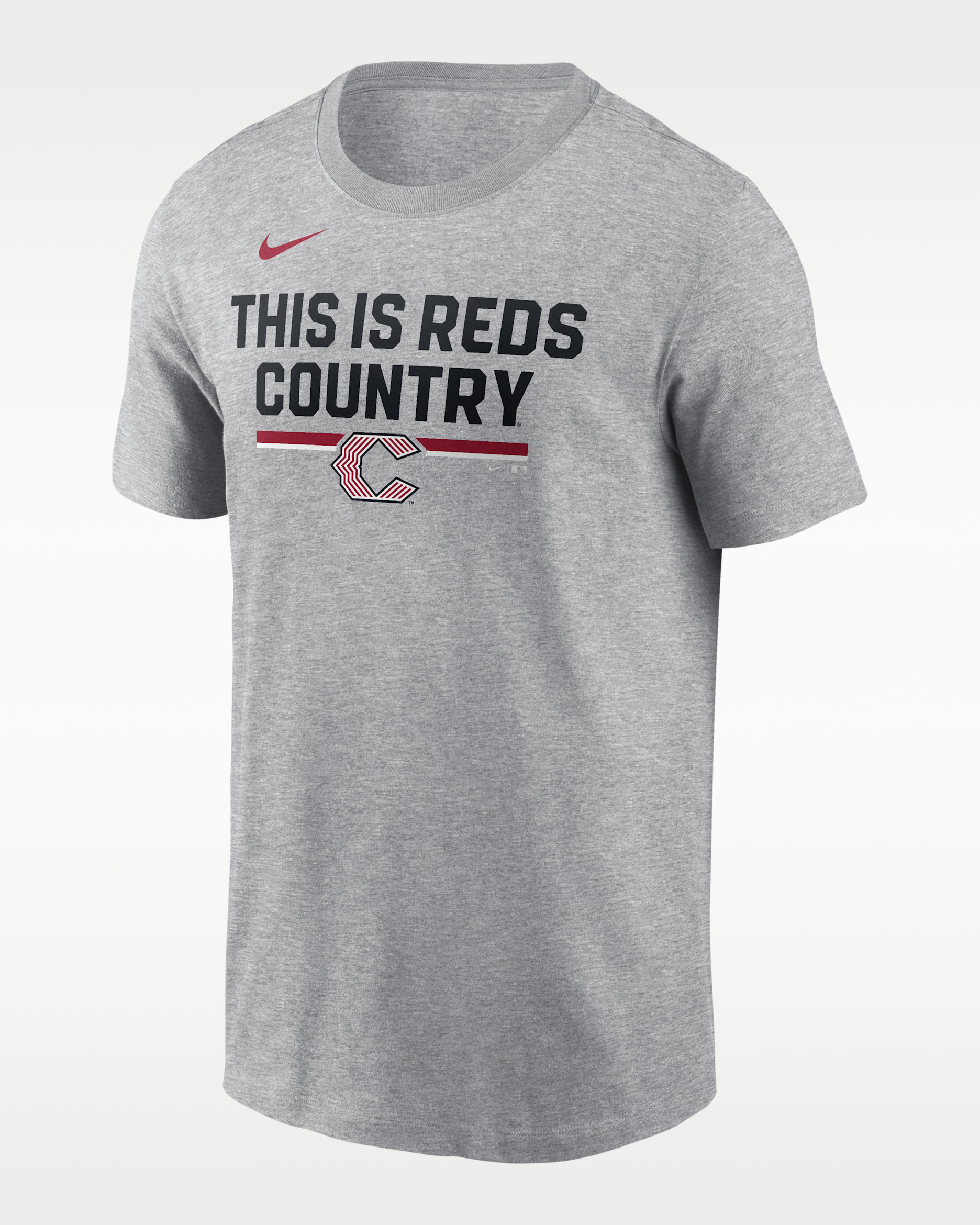 Cincinnati Reds Stacked City Connect Men's Nike MLB T-Shirt - Charcoal Heather