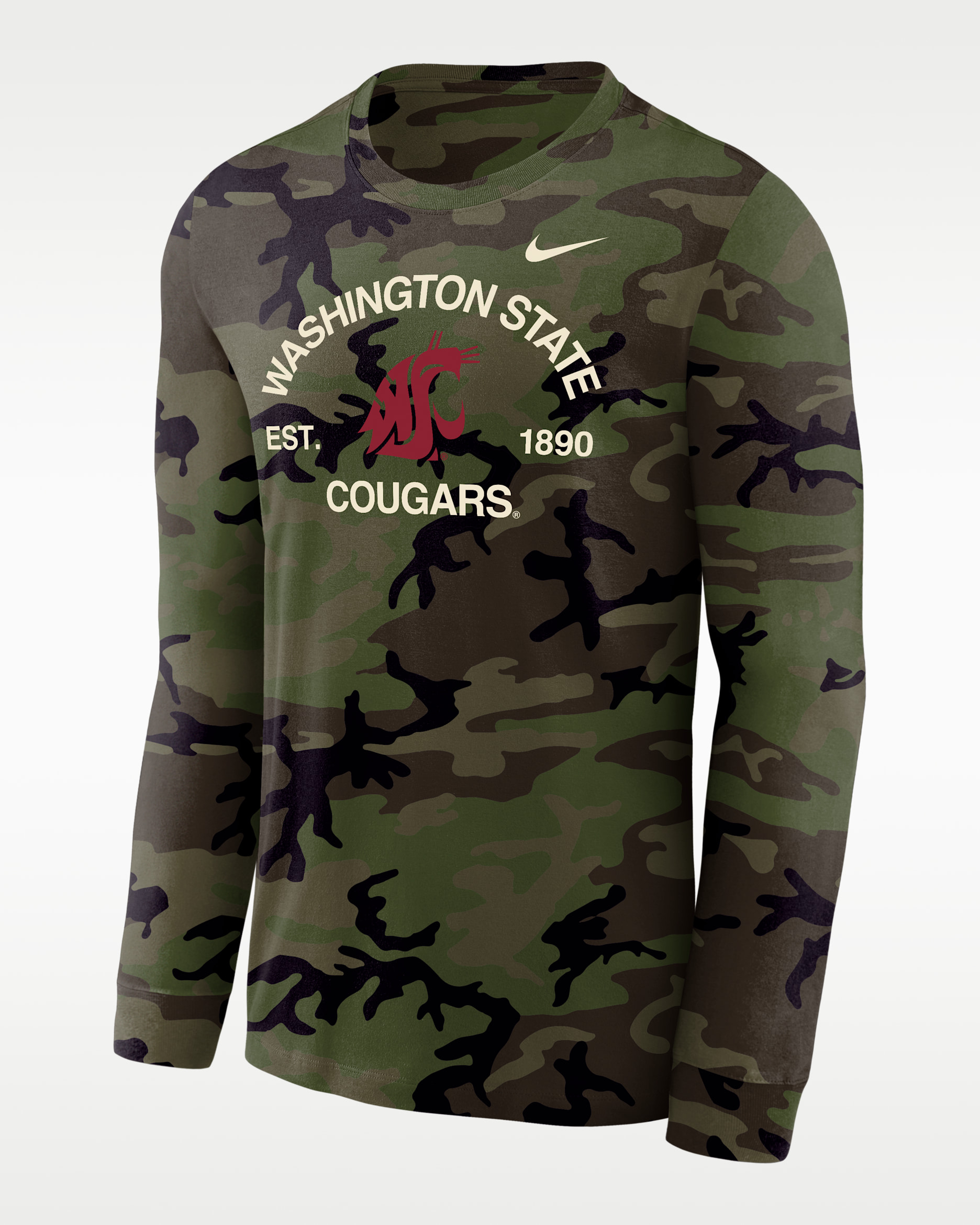 Washington State Cougars Legend Men's Nike Dri-FIT Long-Sleeve T-Shirt - Medium Olive/Camo Green
