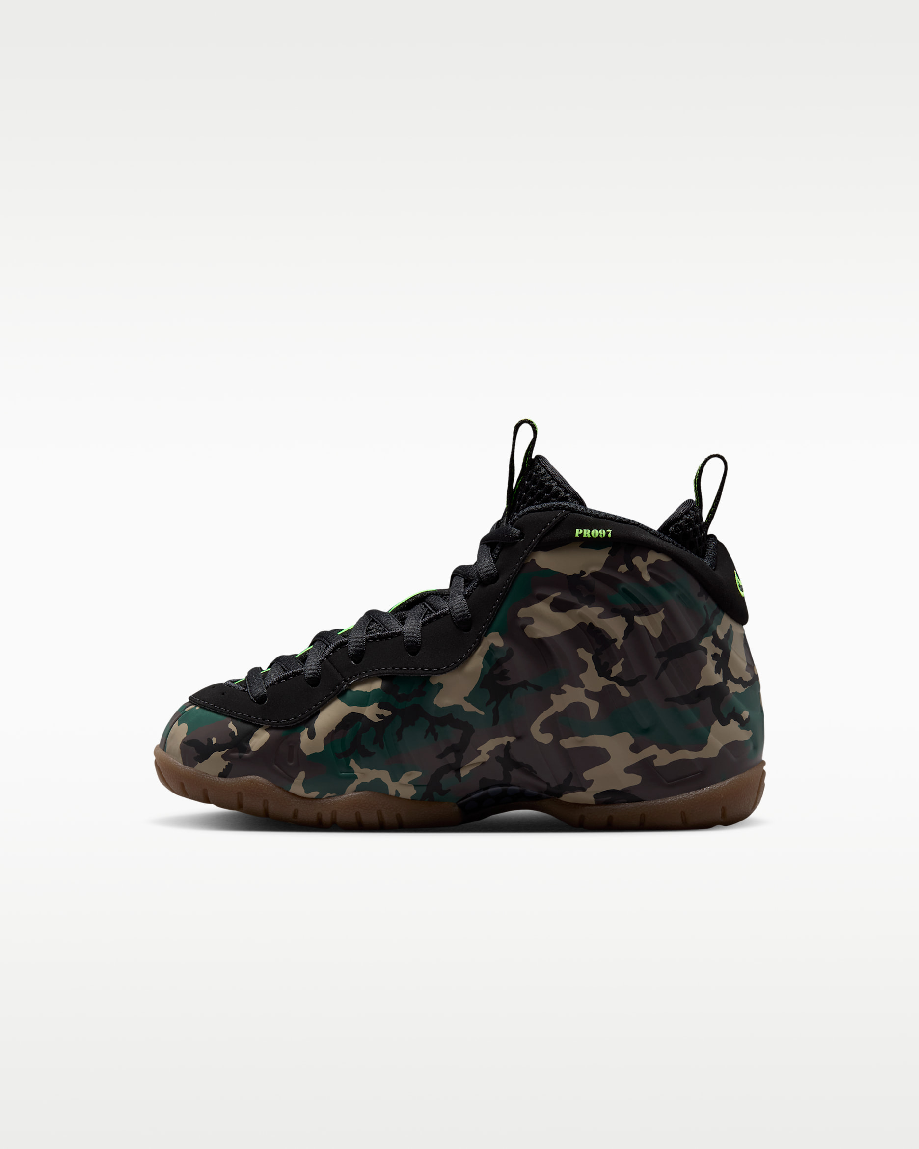 Nike Little Posite Pro Premium Little Kids' Shoes - Black/Voltage Green/Gum Dark Brown/Black