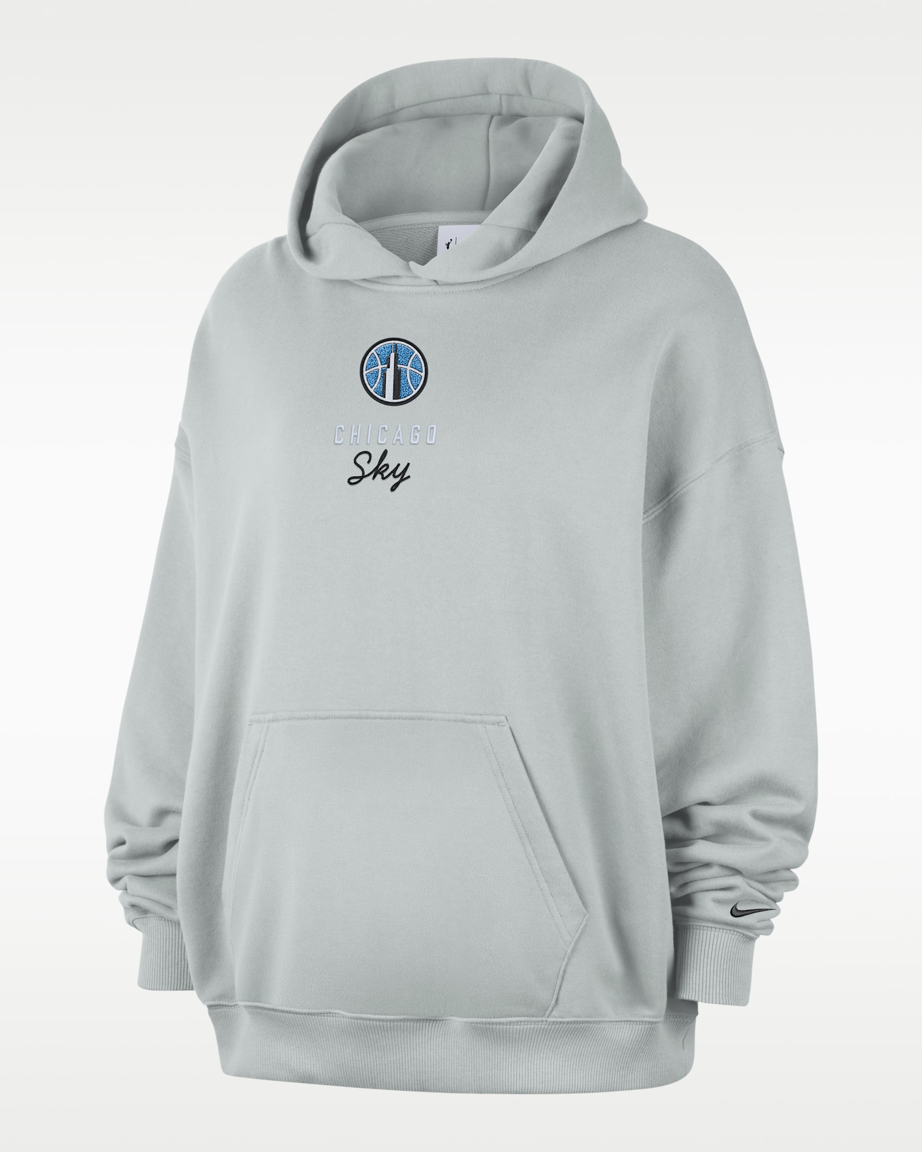 Chicago Sky Women's Nike French Terry Oversized Pullover Hoodie - Grey Haze/Black