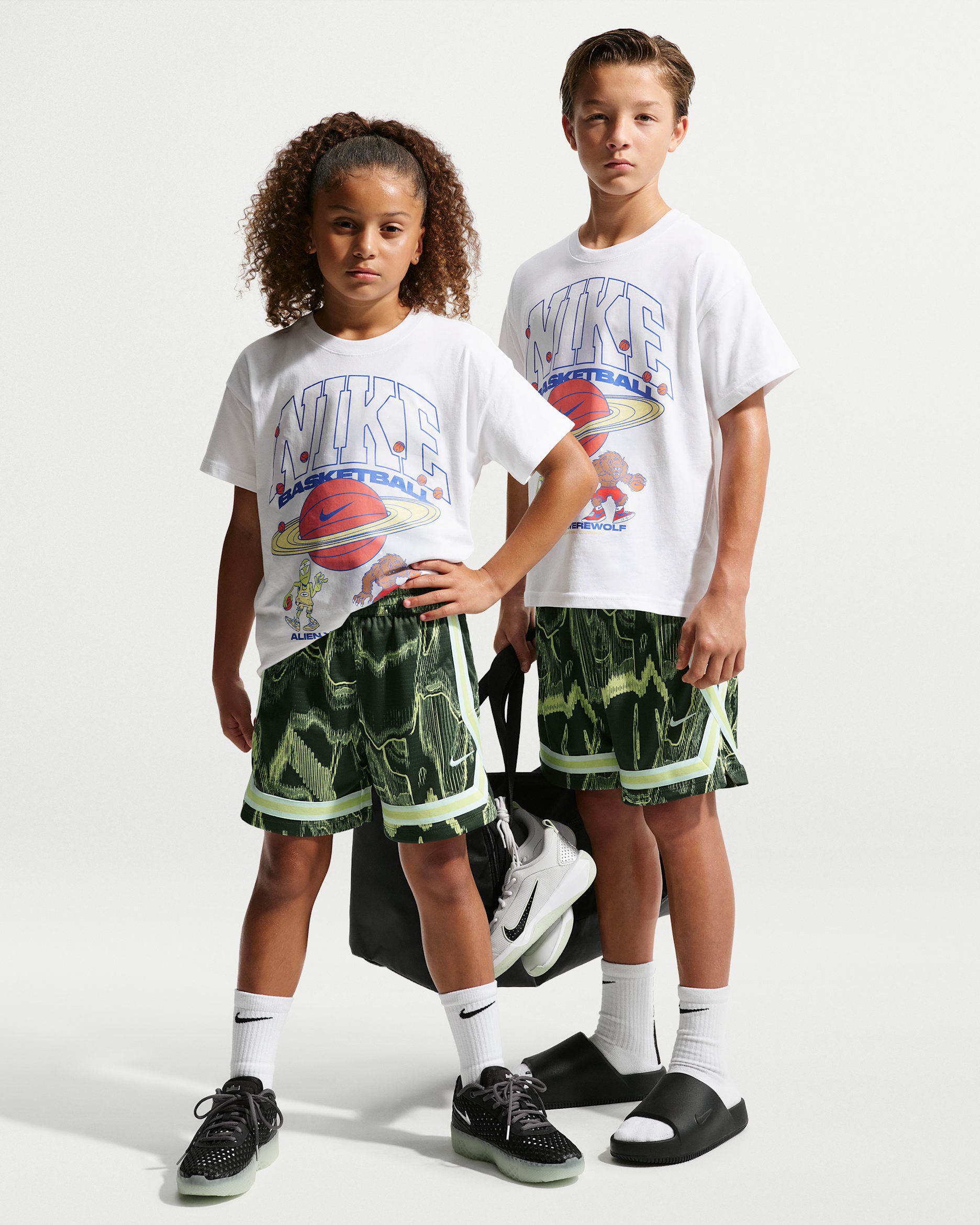 Nike Crossover Big Kids' Dri-FIT Basketball Shorts - Camo Green/White